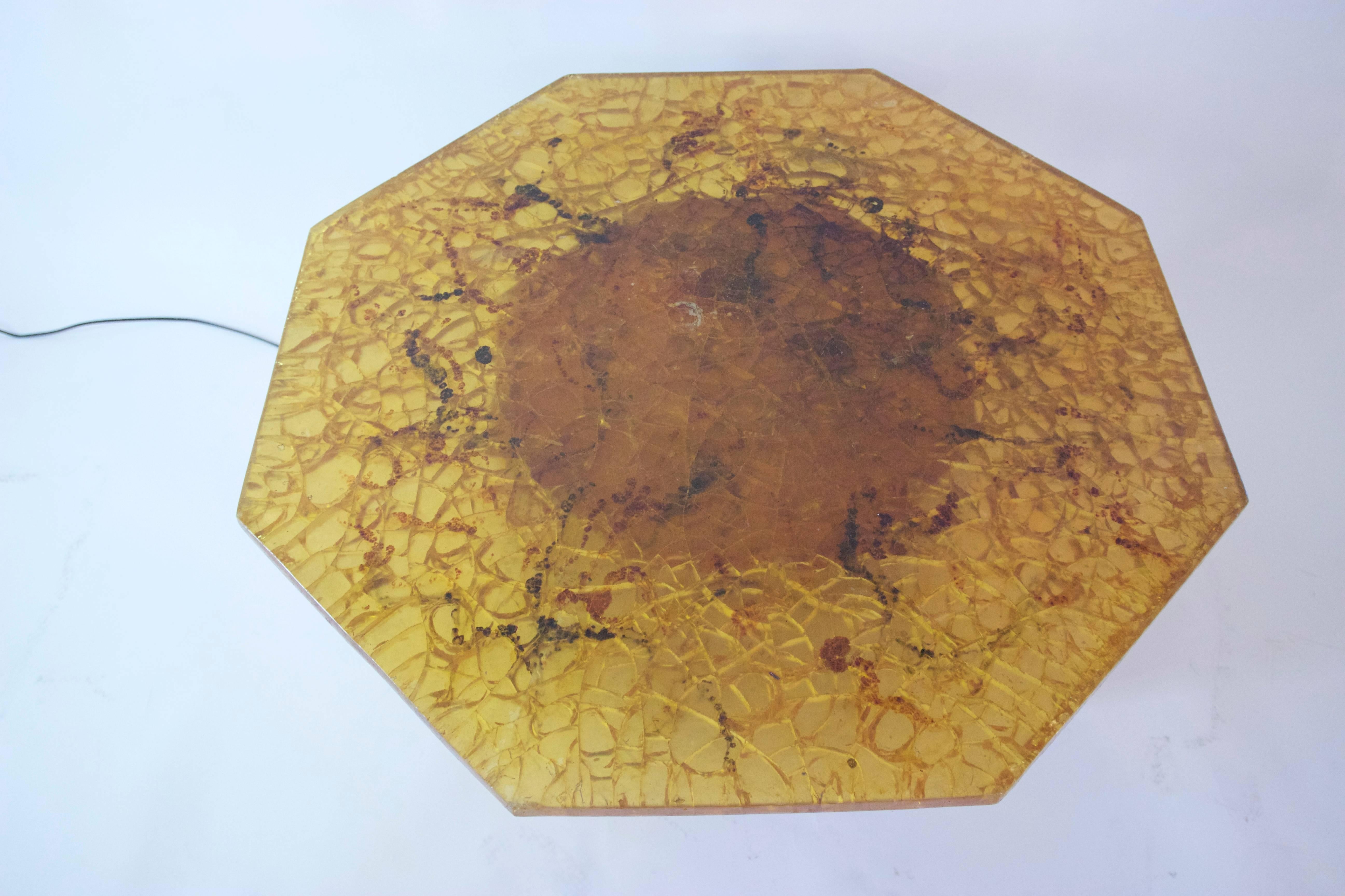 French Accolay, Illuminated Coffee Table, Resin, France, circa 1970
