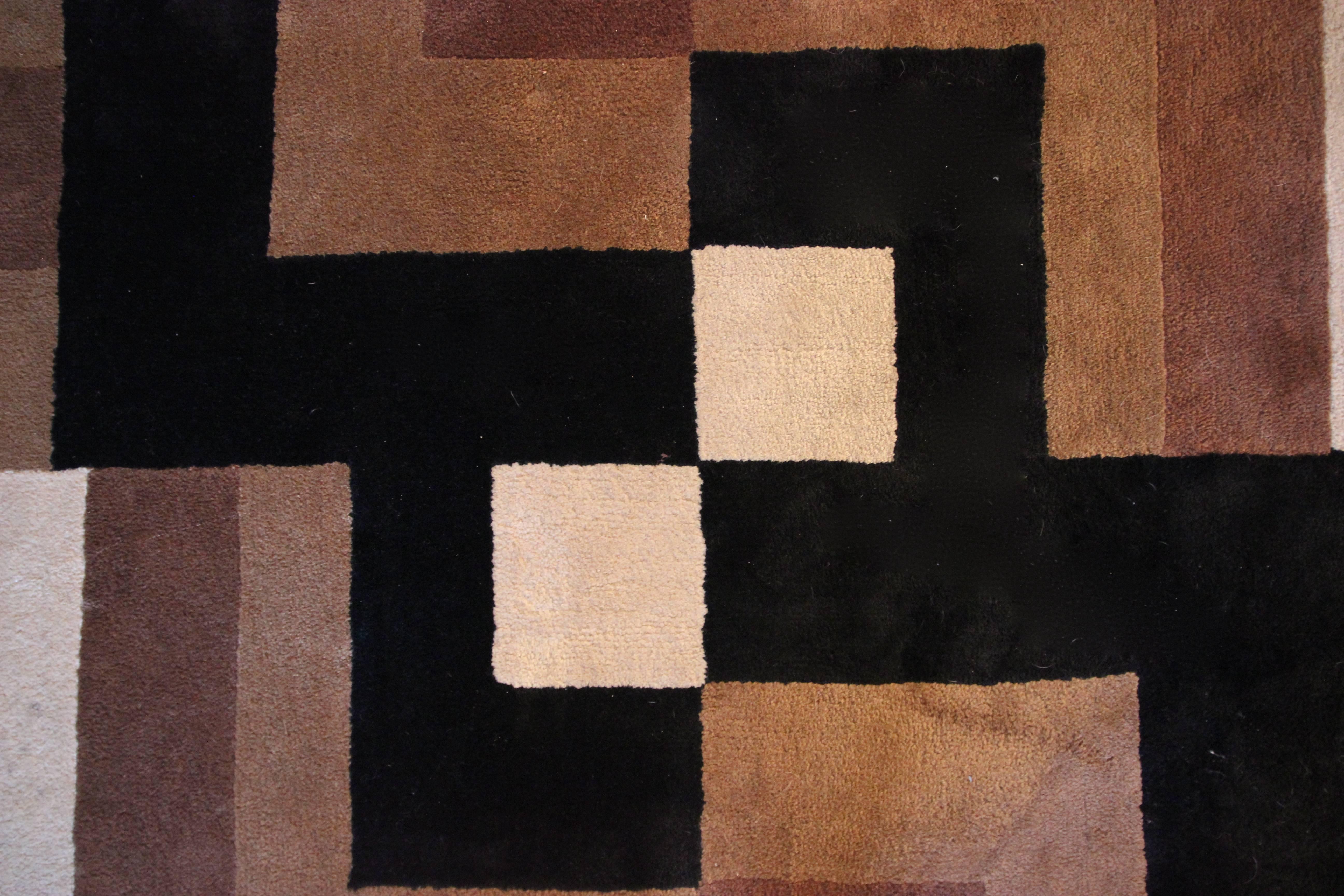Mid-Century Modern Sonia Delaunay, Composition 1925 Carpet, Wool, Signed, circa, France