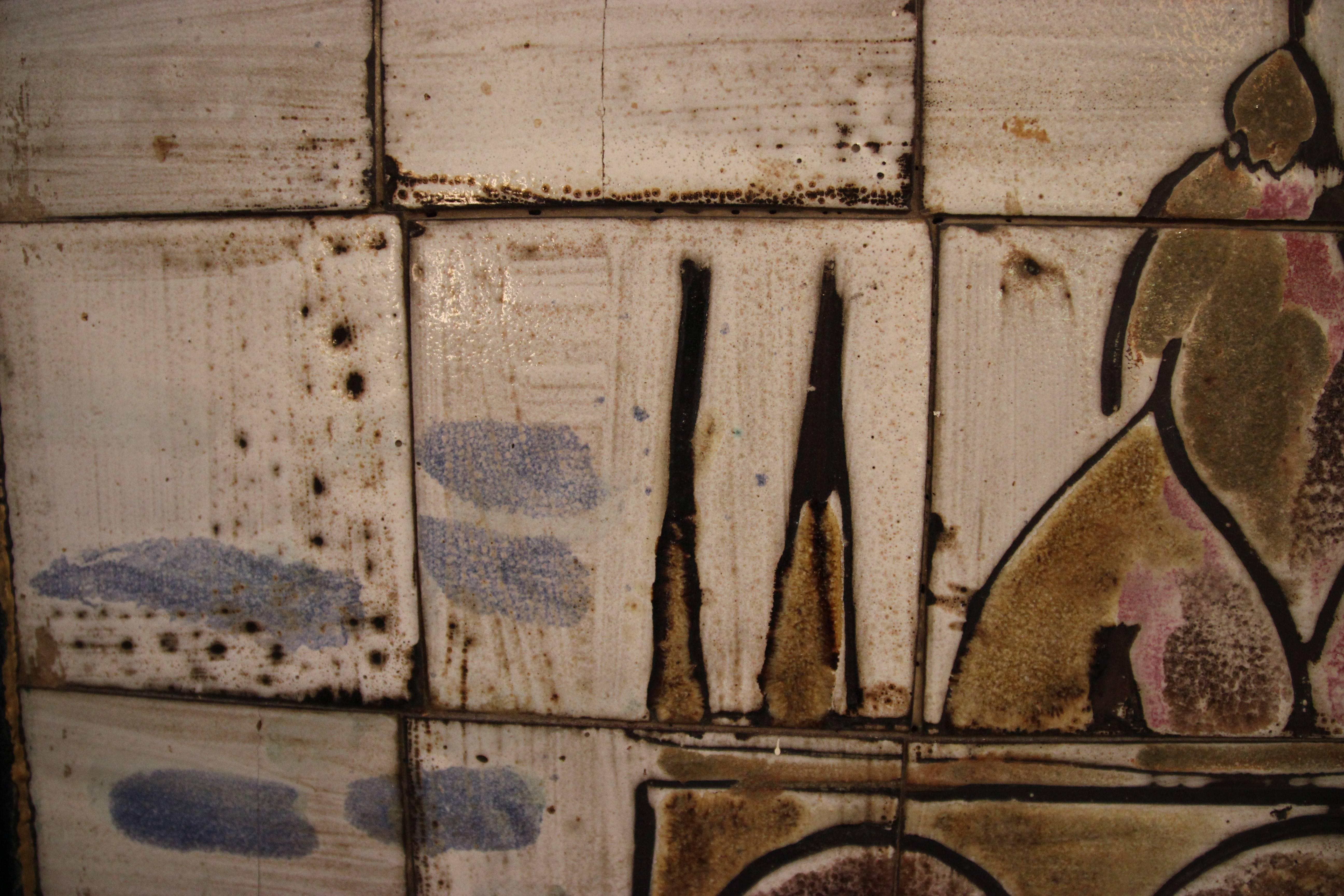 Mid-Century Modern Jesy, Ceramic Decorative Panel, Signed, circa 1970, France