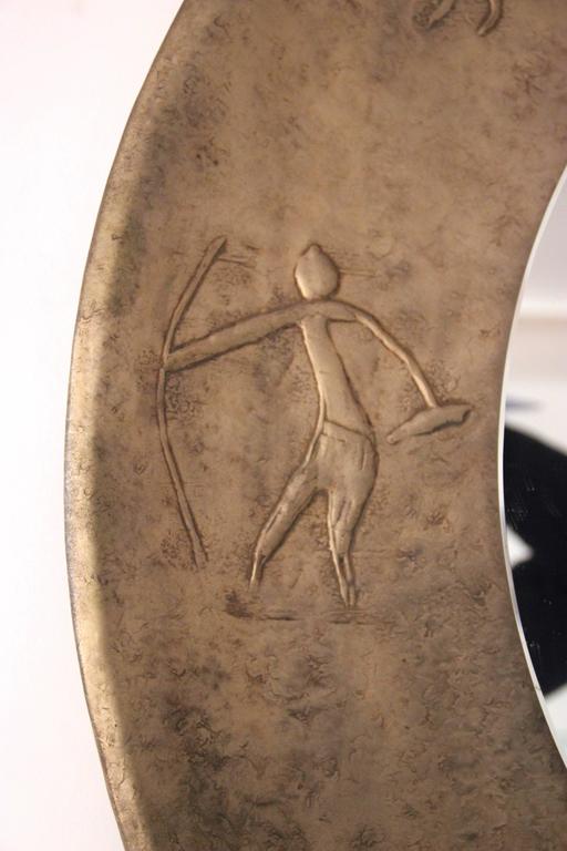 Sheet Metal Angelo Bragalini, Etruscan Mirror the Characters, Sheet circa 1970, Italy For Sale