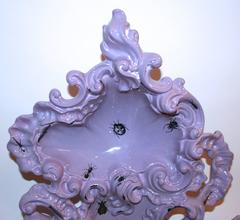 Mirror Decorated with Insects, Furiosa Edition Purple Ceramic, circa 2010, Italy