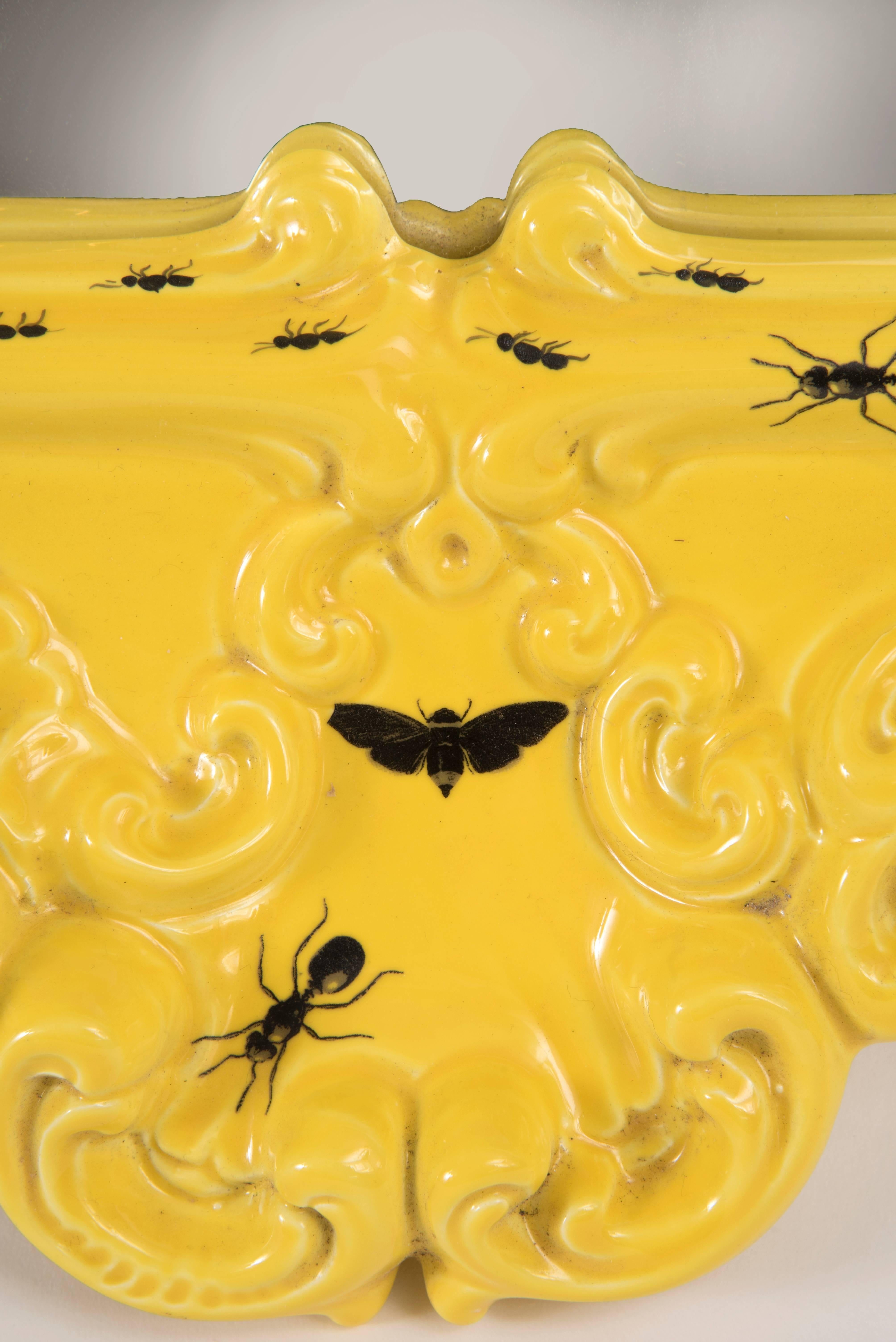Italian Mirror Decorated with Insects, Furiosa Edition Purple Ceramic, circa 2010, Italy