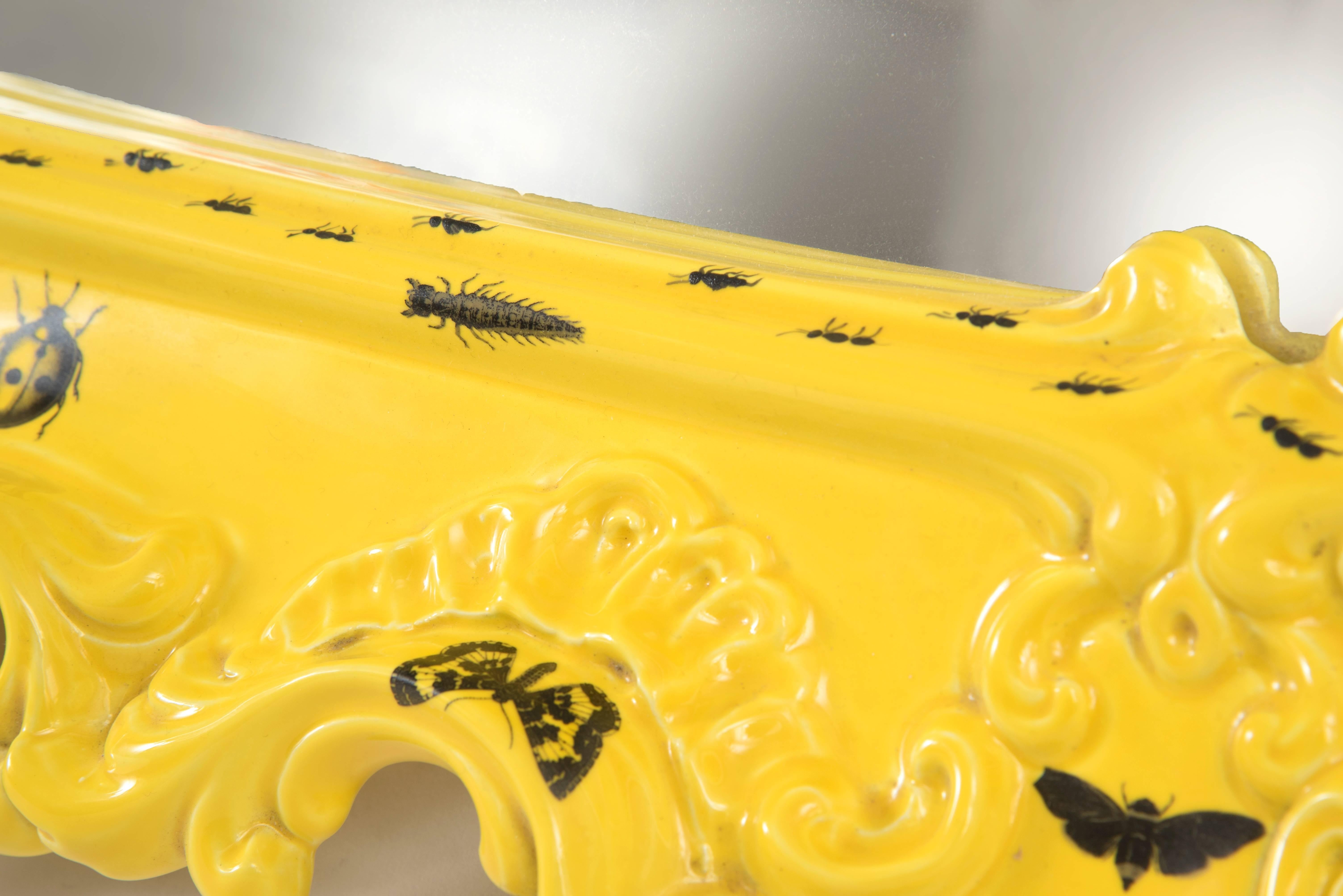 Mirror Decorated with Insects, Furiosa Edition Purple Ceramic, circa 2010, Italy In Good Condition In Nice, Cote d' Azur