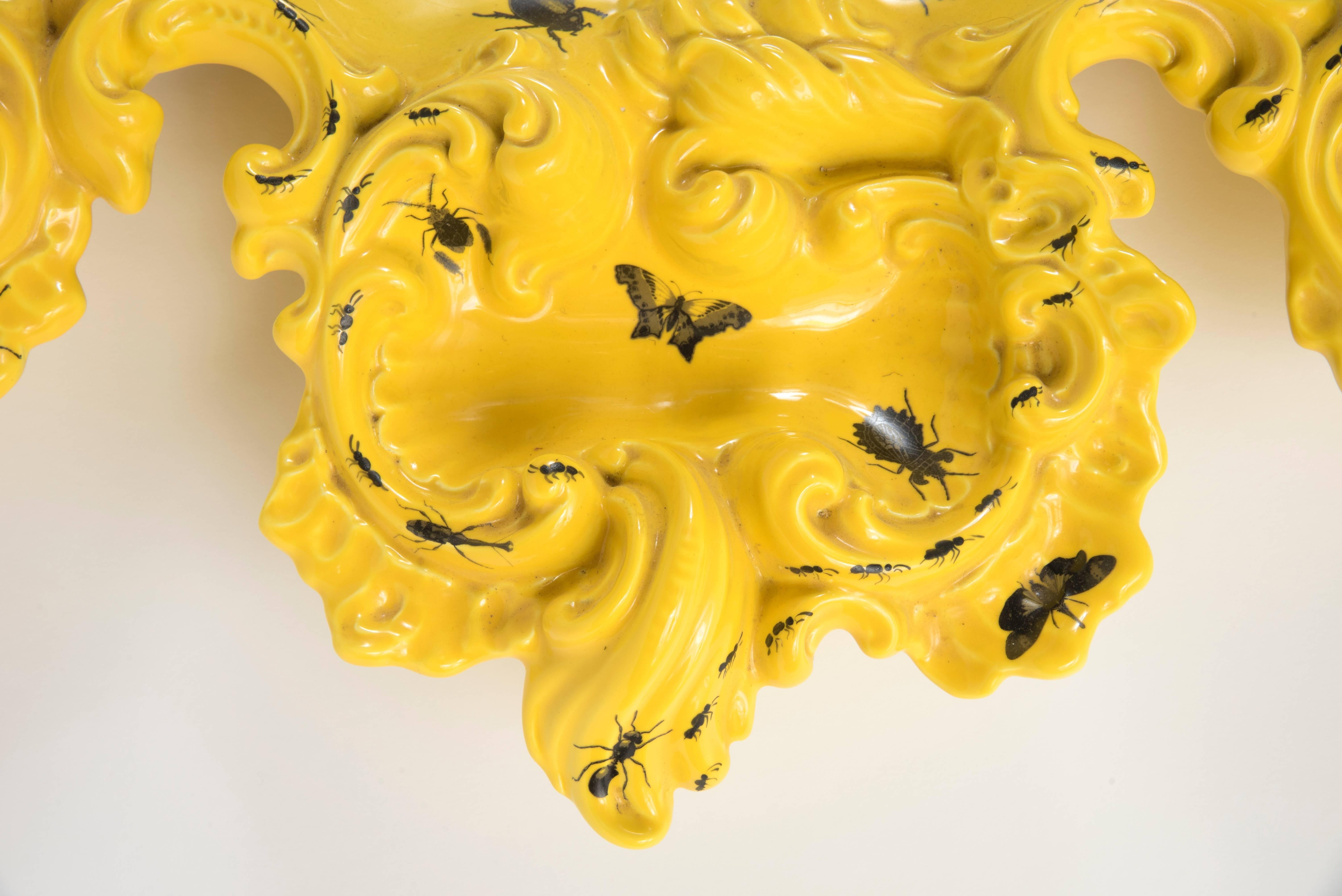 Contemporary Mirror Decorated with Insects, Furiosa Edition Purple Ceramic, circa 2010, Italy