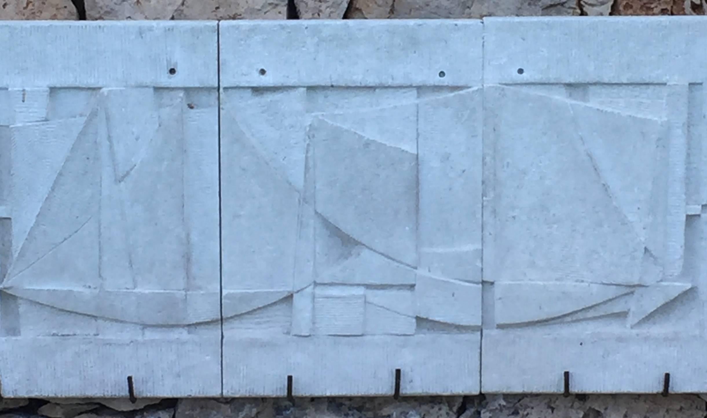 Victor Cerrato Atelier, Ten Slabs in Carved Tuff, circa 1960, Turin, Italy In Good Condition For Sale In Nice, Cote d' Azur