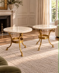 In the style of Maison Deslille, Magnific Pair of Neoclassical side tables.