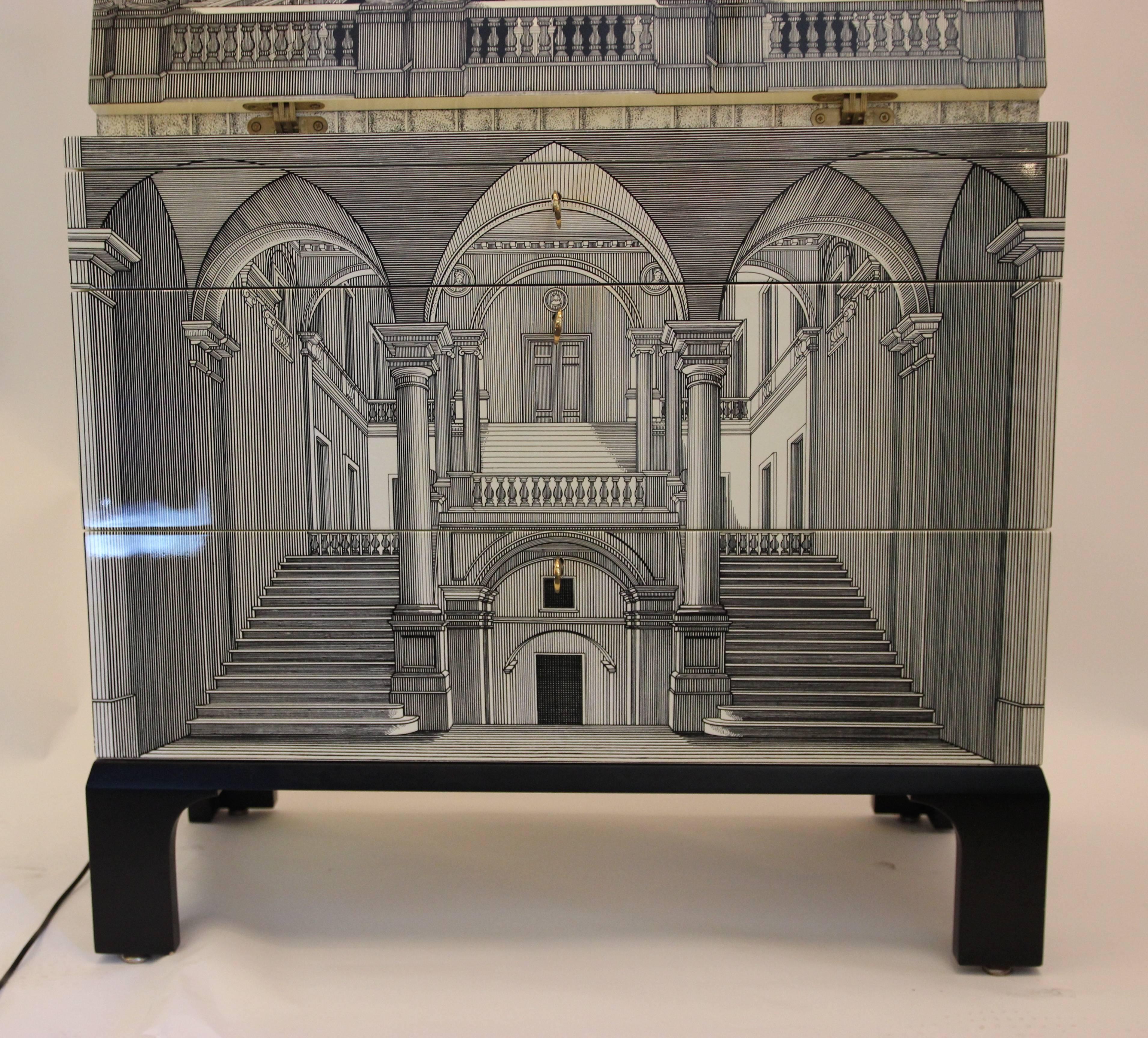 Late 20th Century Piero Fornasetti, Cabinet Trumeau Architettura, Barnaba Edition.