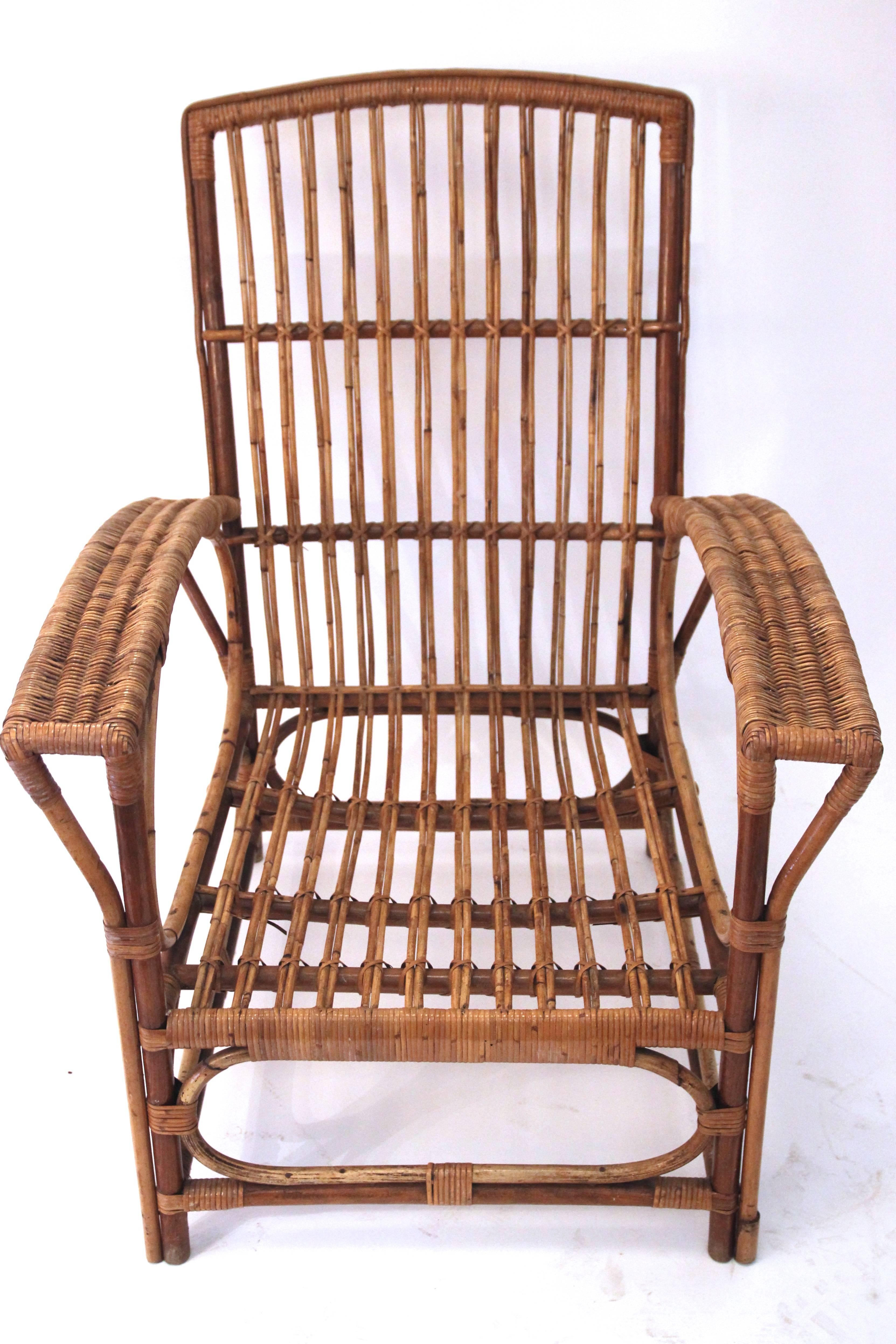 Set of Four Chairs and Center Table, Rattan, circa 1960, France 3