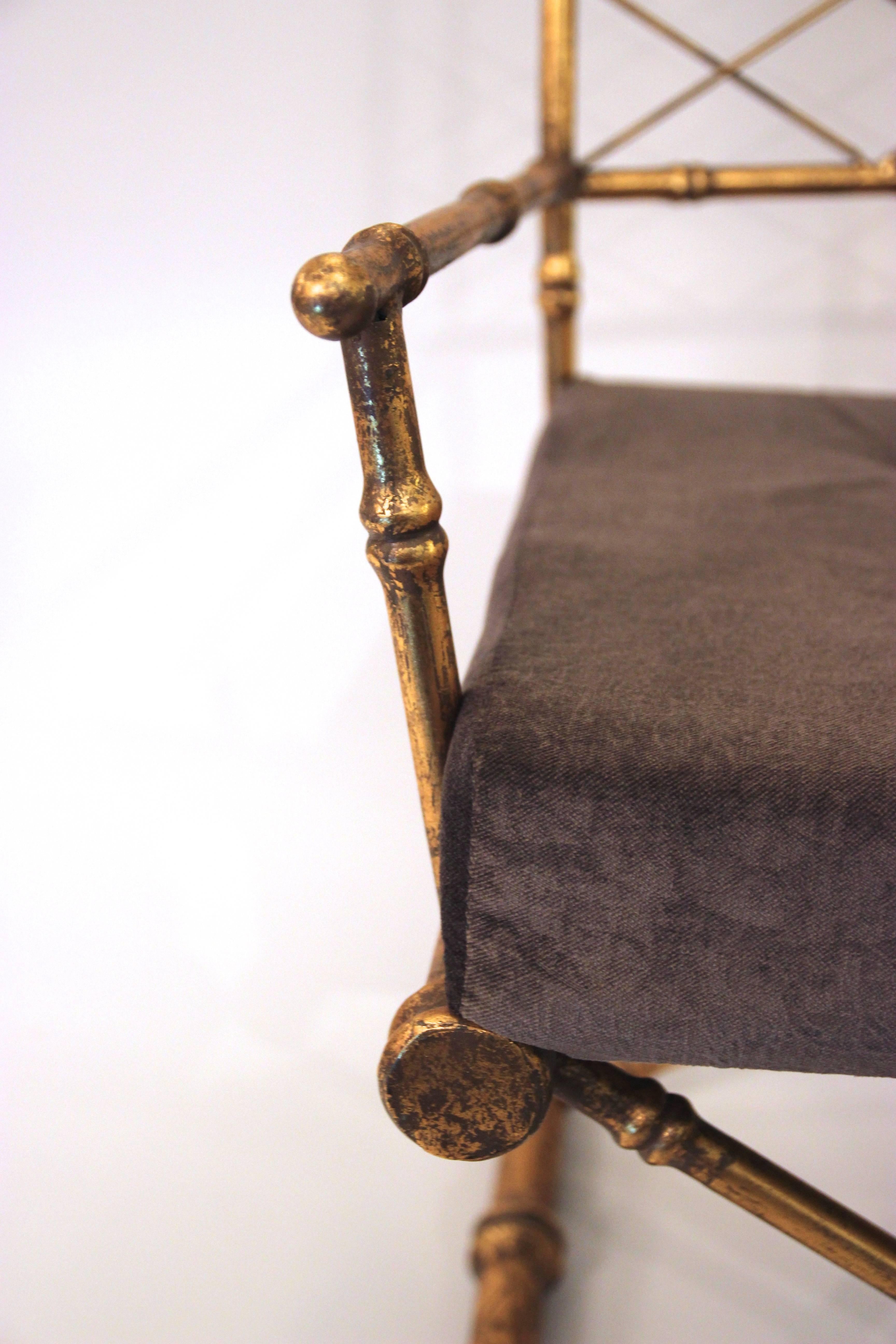 Pair of Armchairs, Antique Style, Gilded Iron, circa 1970, France In Good Condition In Nice, Cote d' Azur