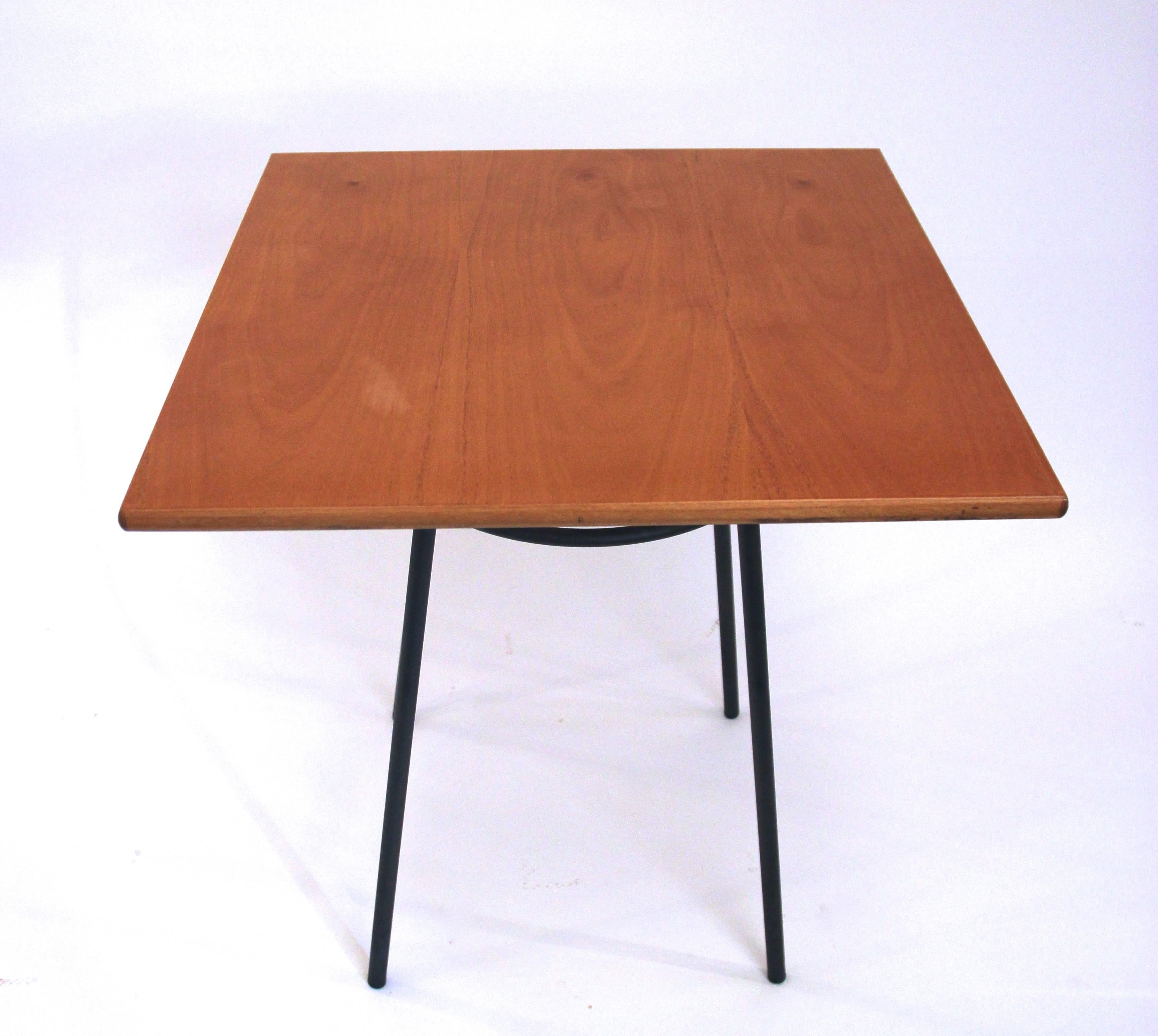 Hans Bellmann.
Manufacture Horgen-Glarus,
set of ten Dining tables.
Wood and metal structure,
circa 1970, Switzerland.
Measures: Height 77cm, width 70 cm, depth 70 cm.