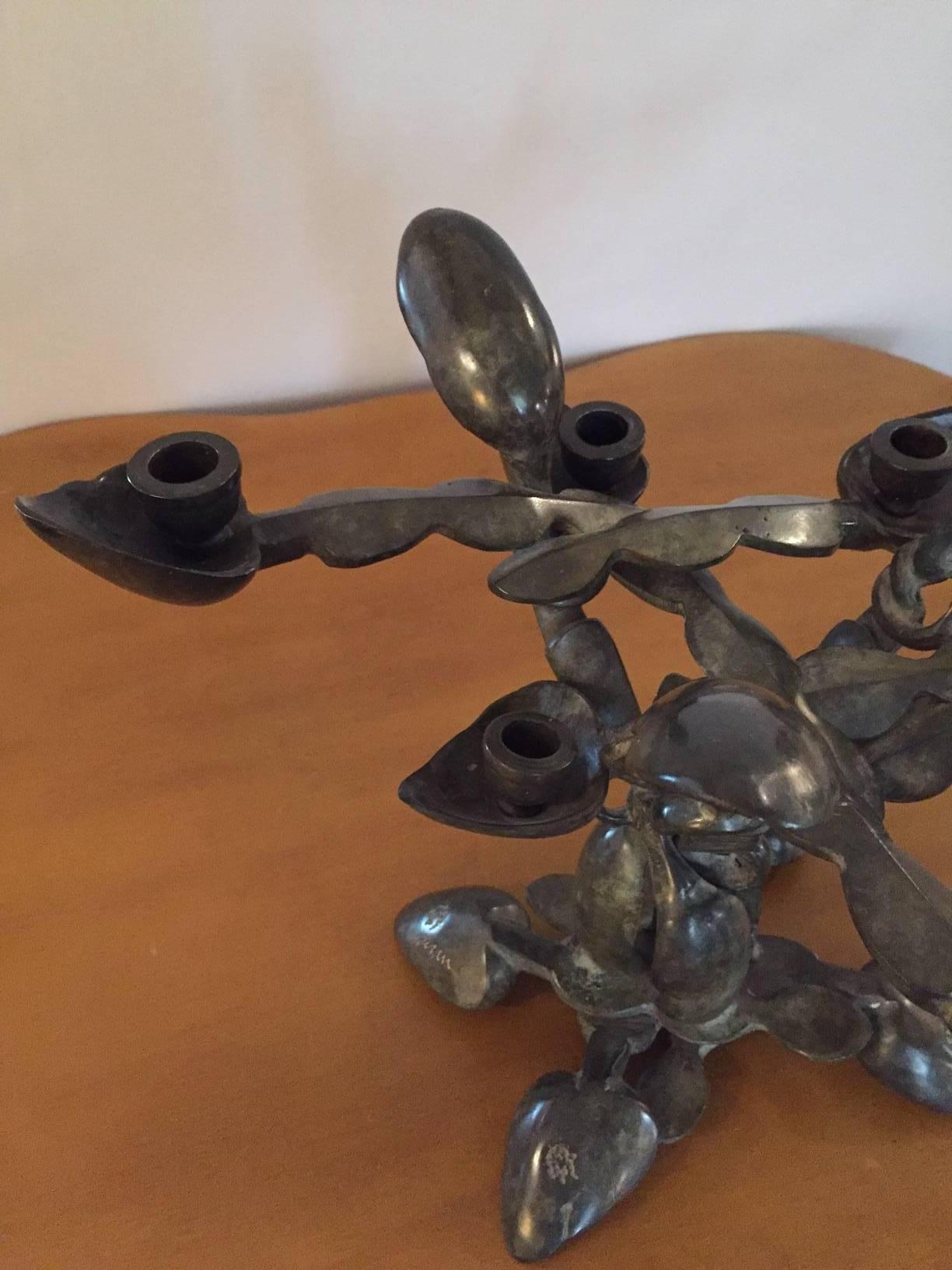 Organic Modern Arman, Candlestick, Bronze, Signed and Numbered 36/99, France