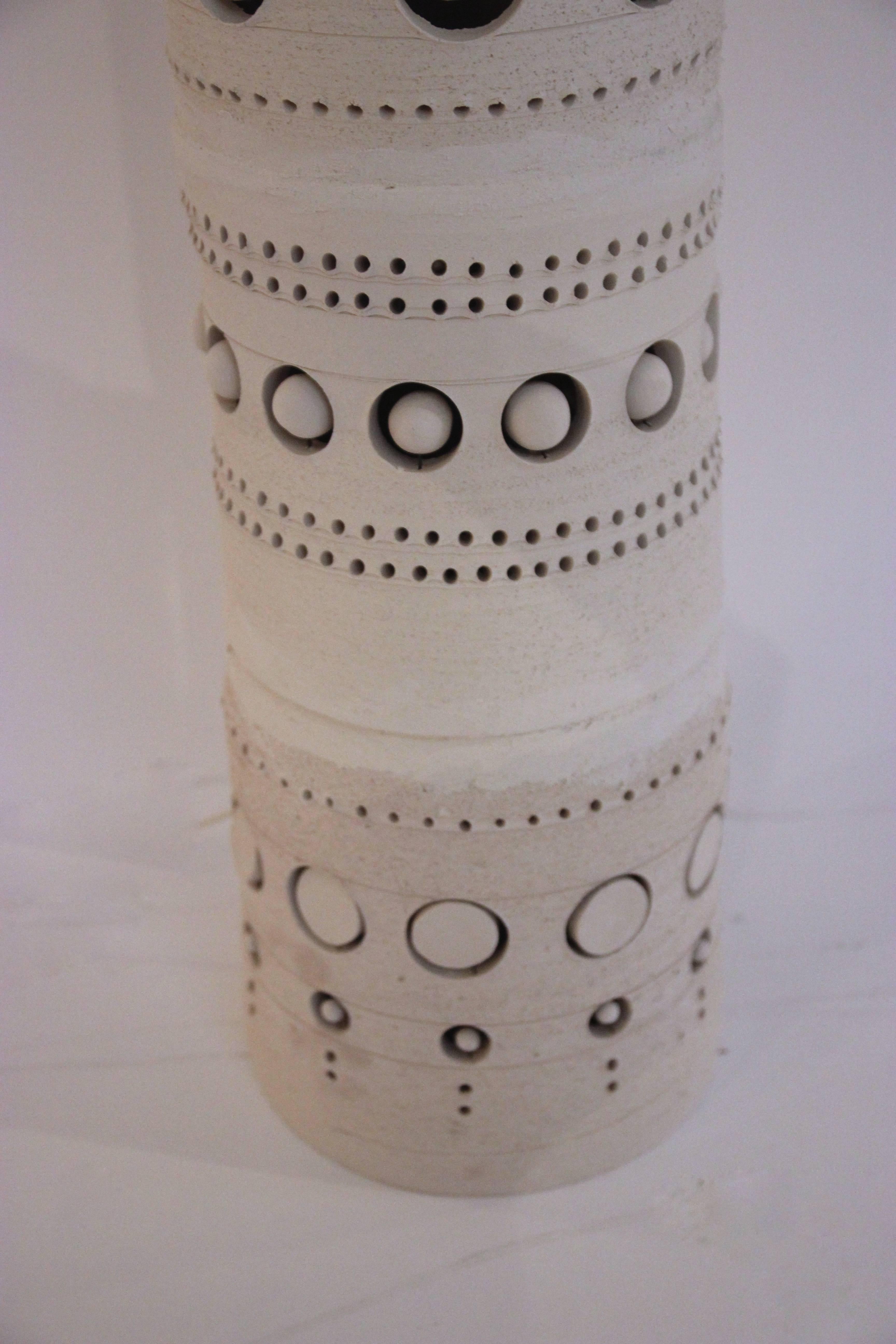 White Ceramic TOTEM Floor Lamp by Georges Pelletier, Signed, circa 1970, France 3