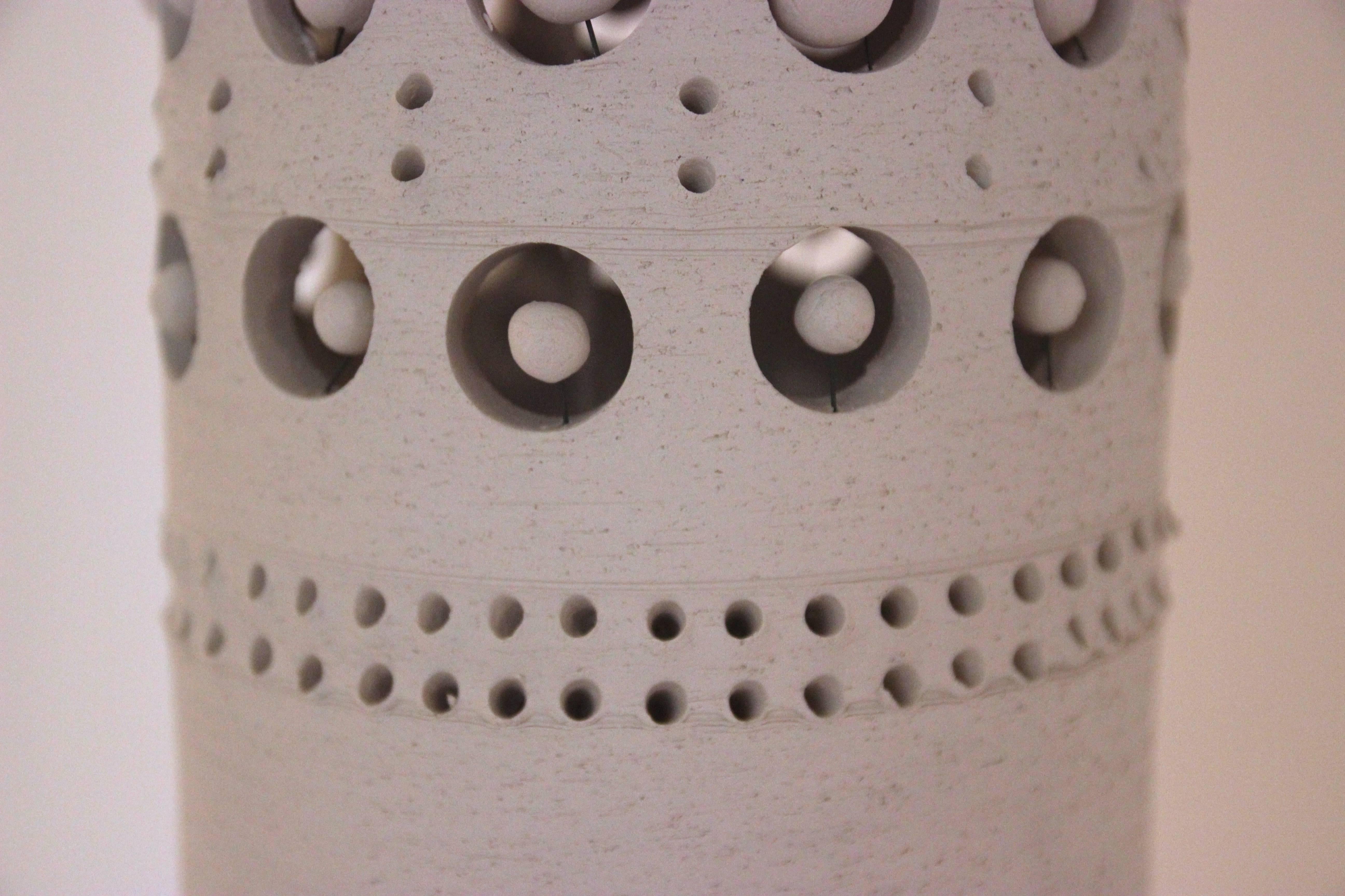 Late 20th Century White Ceramic TOTEM Floor Lamp by Georges Pelletier, Signed, circa 1970, France