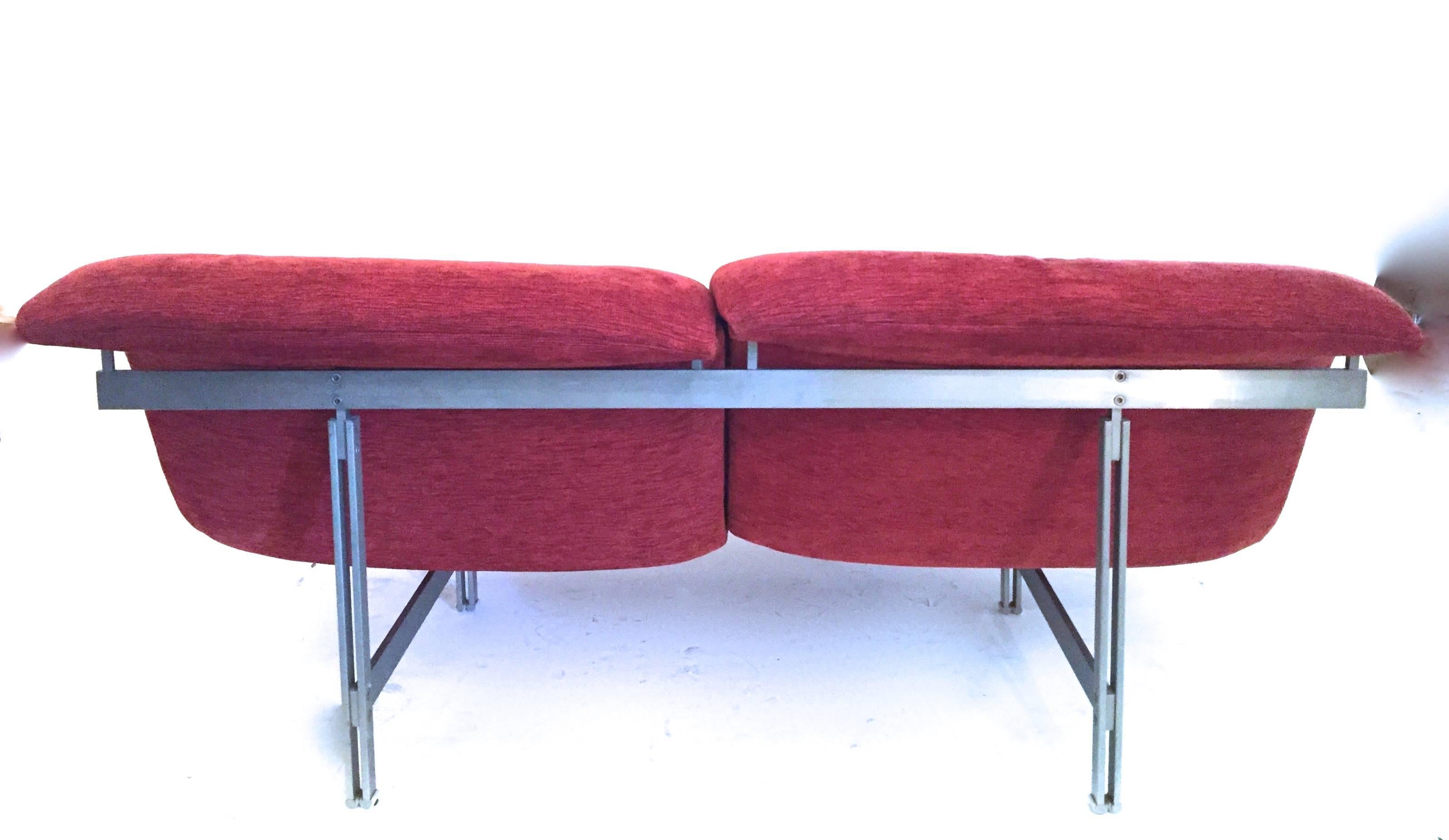 Textile Giovanni Offredi, Sofa and Three Armchairs, Saporiti Edition, Wave Model, 1970