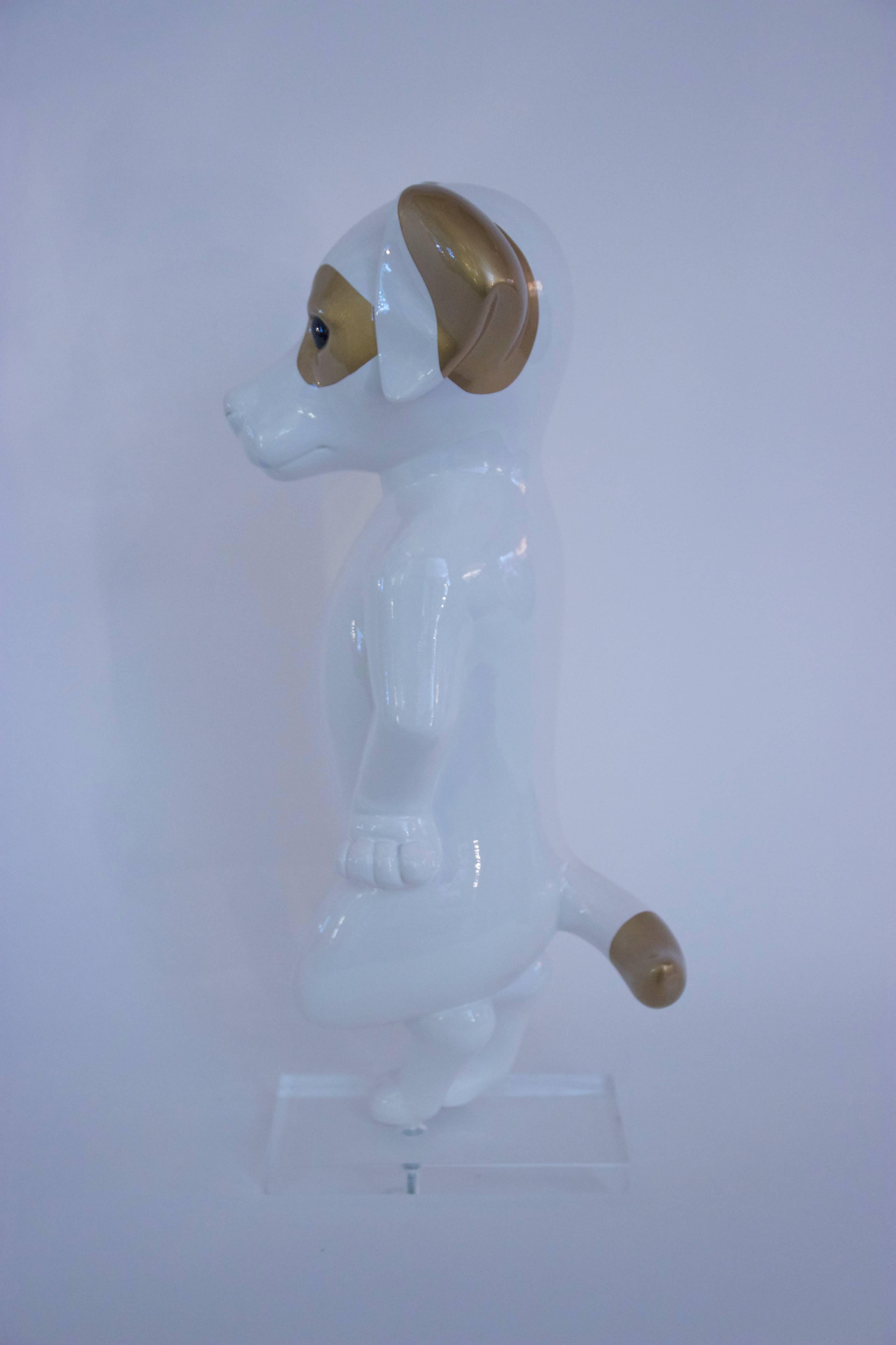 Contemporary Stéphane Bolongaro, Totor Dog Sculpture, Resin, Signed, 2016, France