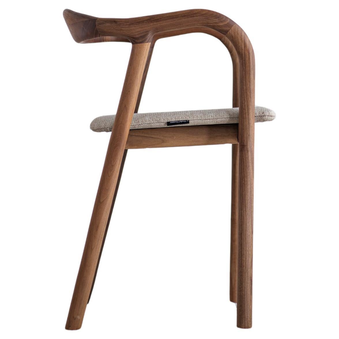 Mosso Solid Wood Chair in Walnut by Charlie Pommier For Sale