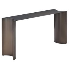 Sculptural Stainless Steel Console Table - Brushed Bronze