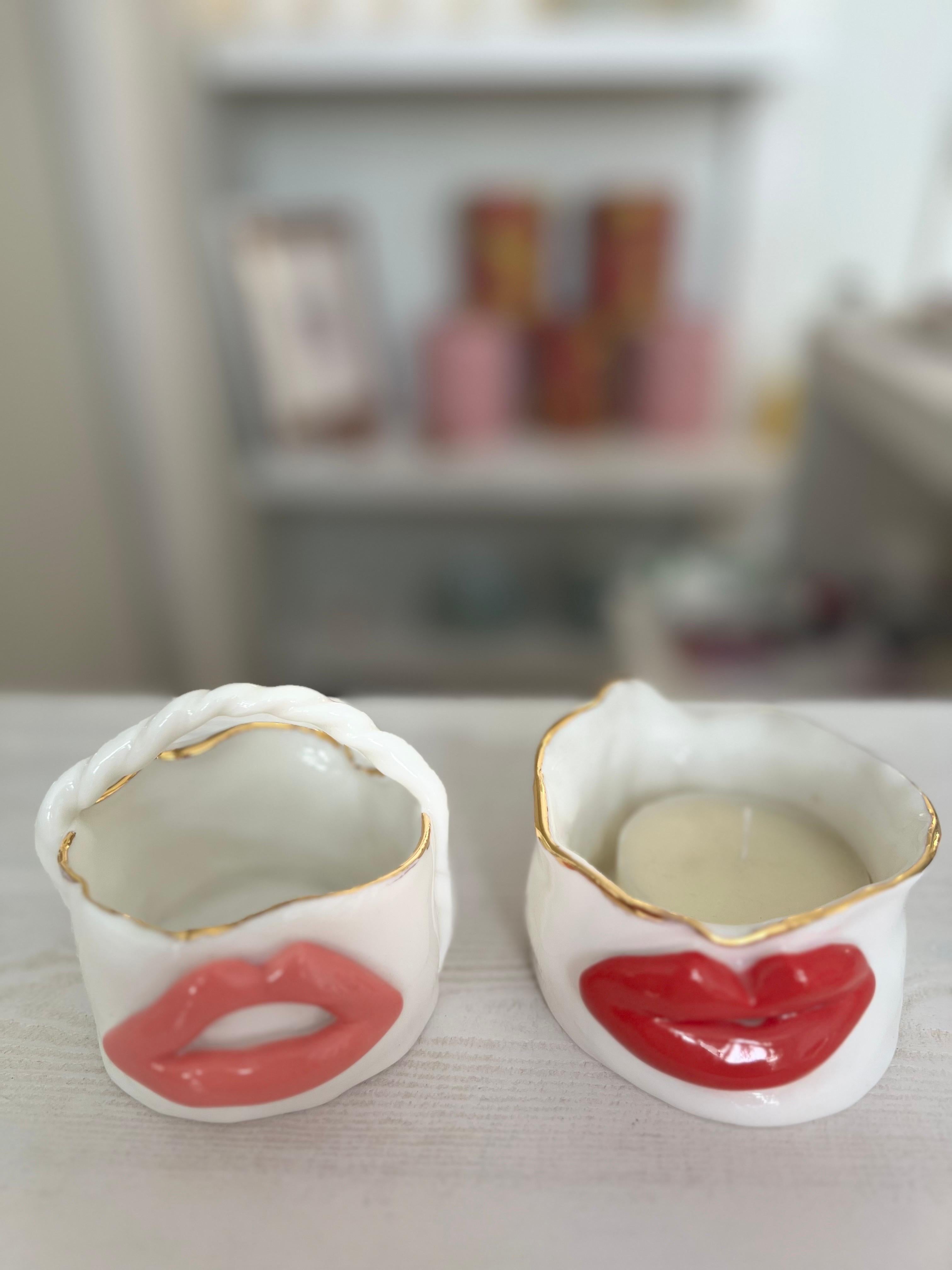 Fait main Porte-bougies/bonbons Lips de l'artiste - designer Hania Jneid en vente