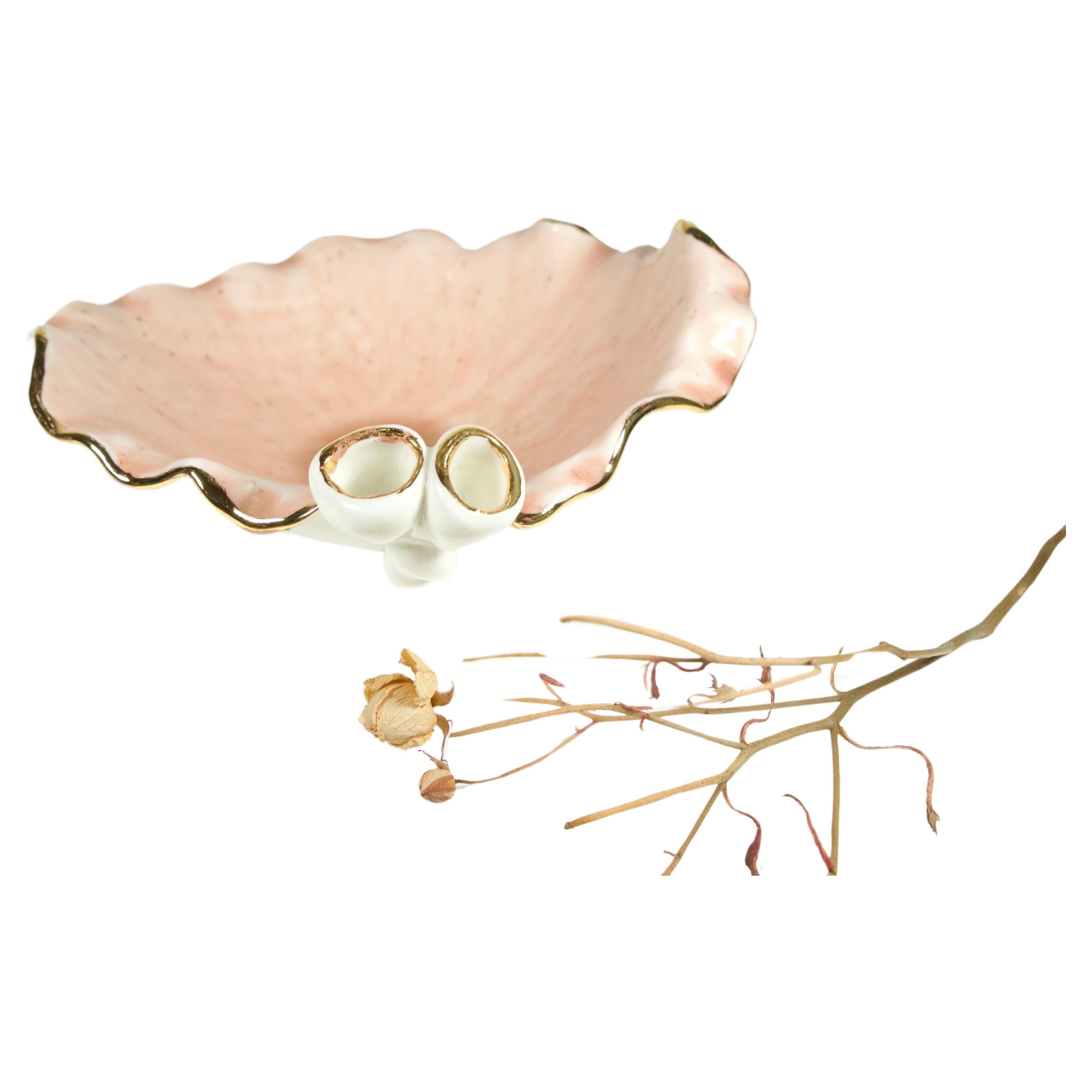 Porcelain Plate Pink Art Nouveau Inspired by artist - designer Hania Jneid For Sale