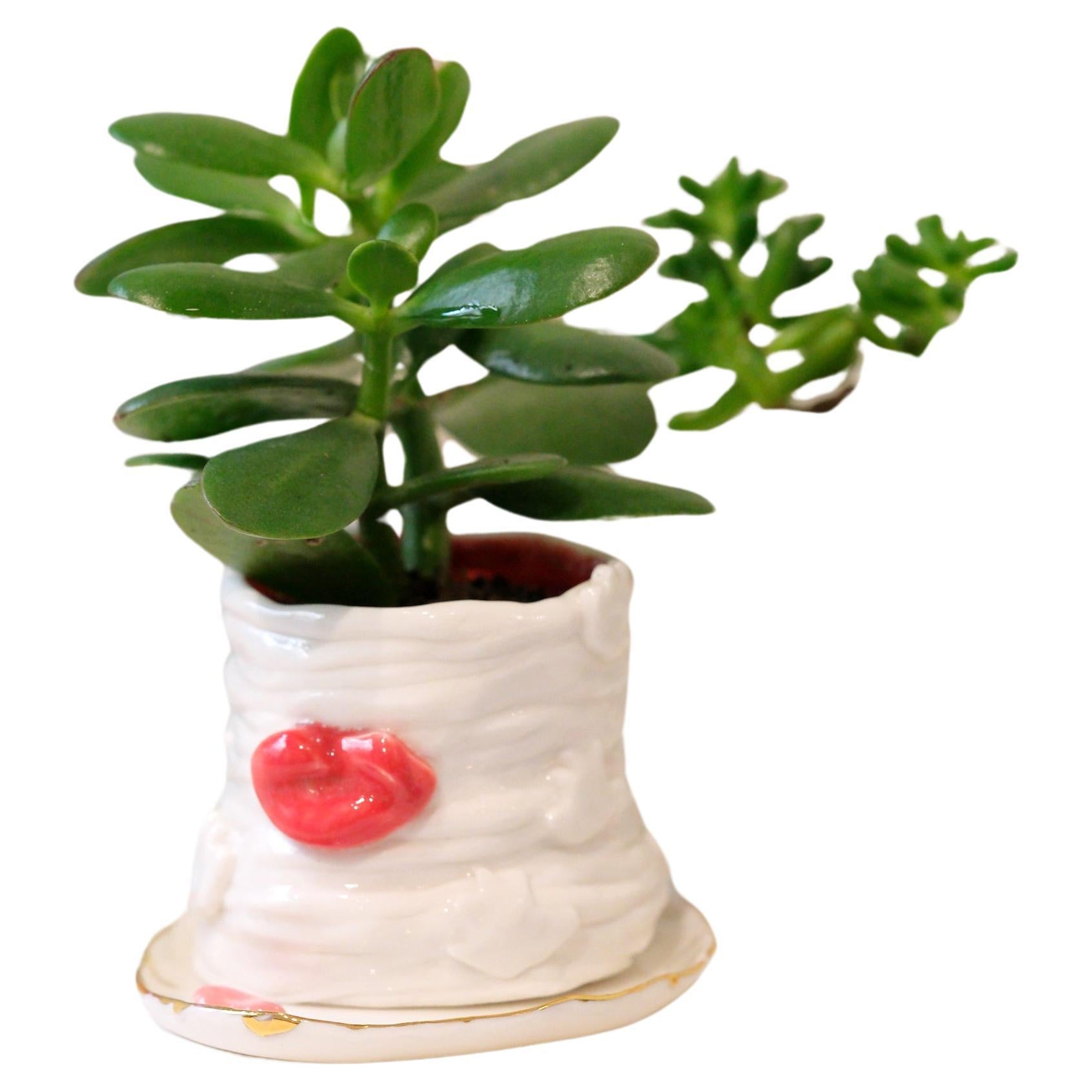 Jardinière Lips en porcelaine blanche de l'artiste-designeuse Hania Jneid