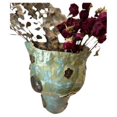 Olé No 15 in Blue Green Shimmery Glazed Stonewareby artist Hania Jneid