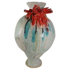 White Green and Red Spanish Inspired Vessel by Hania Jneid