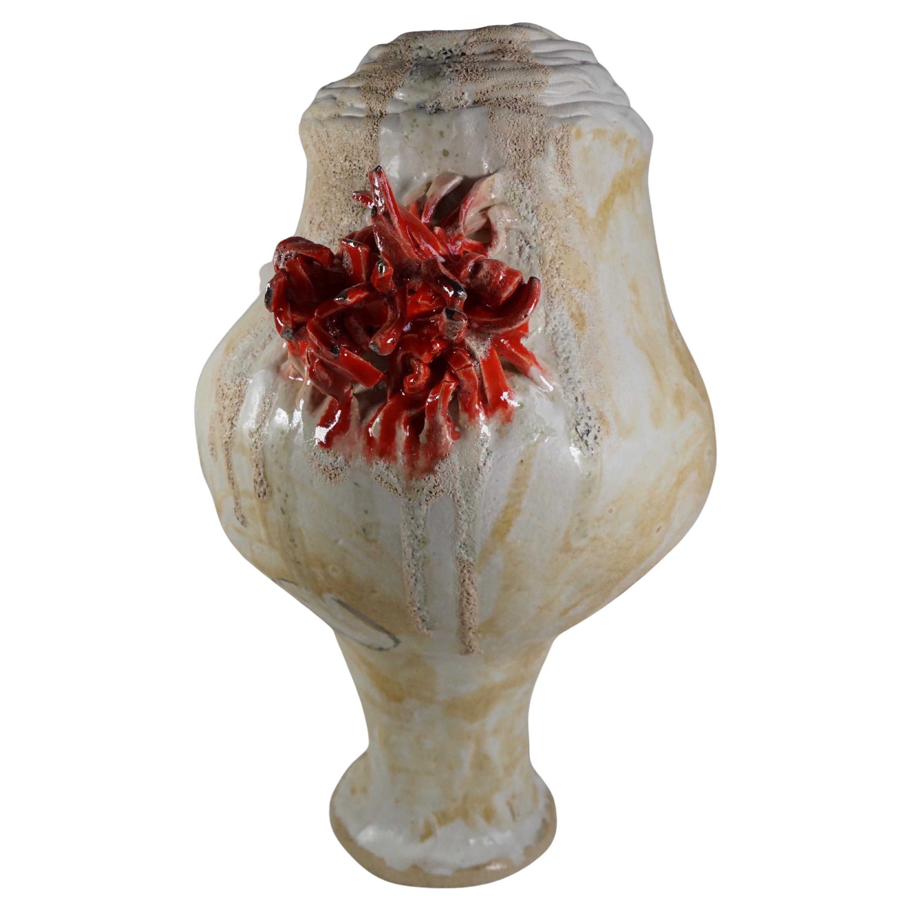 Renaissance Spanish Inspired Cream and Red Vessel by Hania Jneid