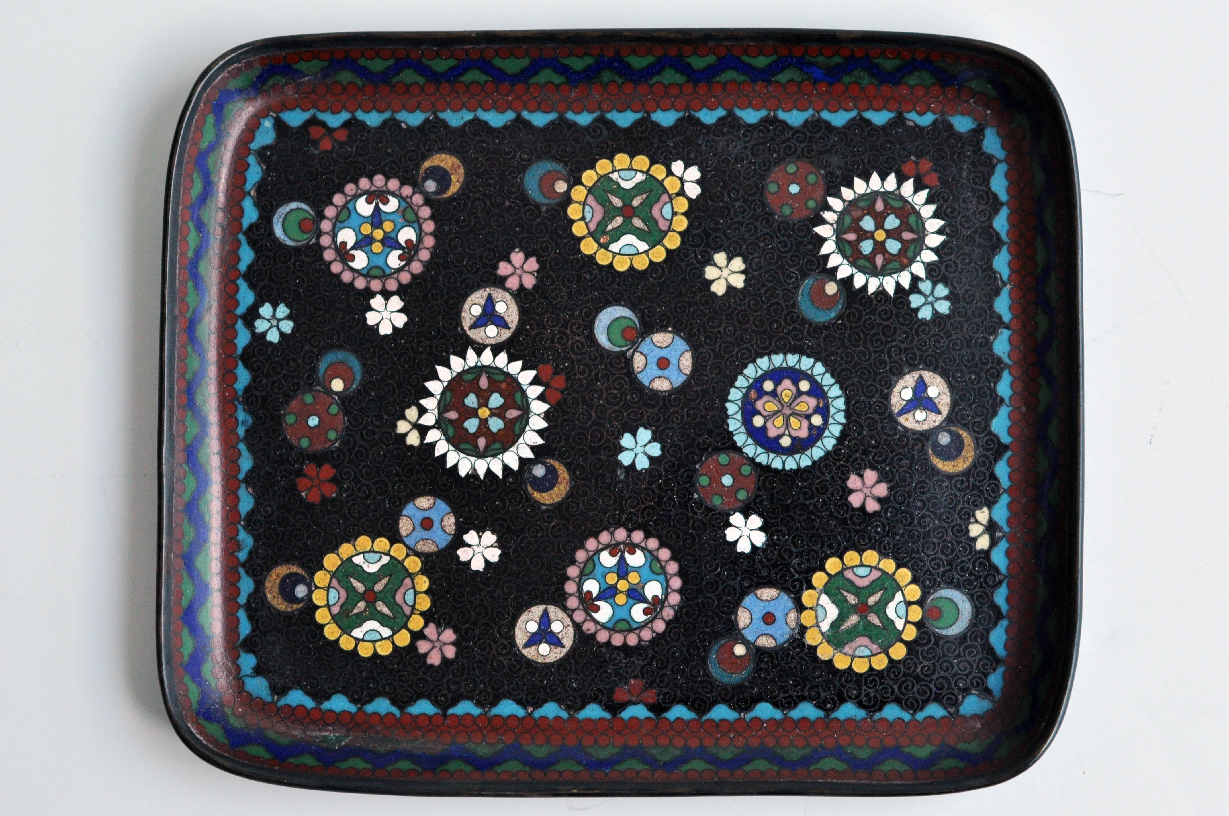 Absract Cloisonne Tray w/Geometric Design