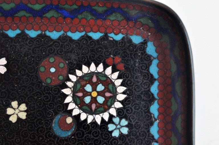 Absract Cloisonne Tray w/Geometric Design In Good Condition In Winnetka, IL