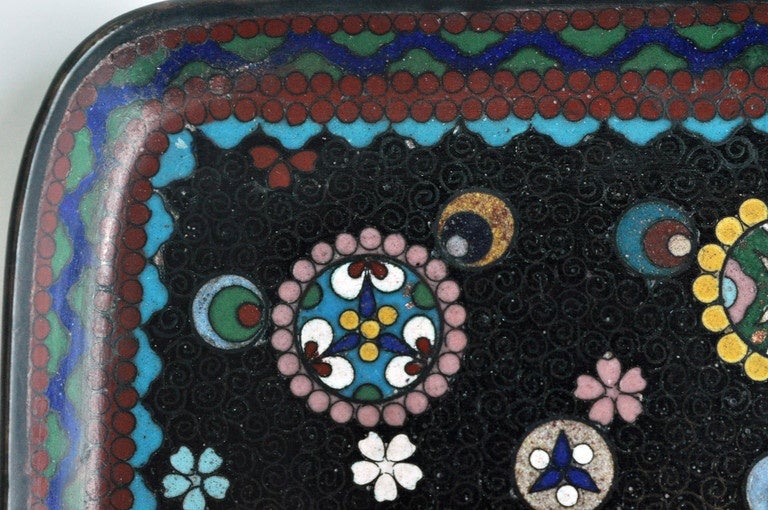 Enamel Absract Cloisonne Tray w/Geometric Design