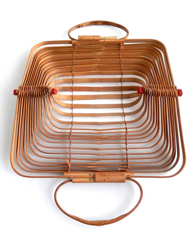 MidCentury Japanese Folding Bamboo Bag/Occupied Japan at 1stDibs