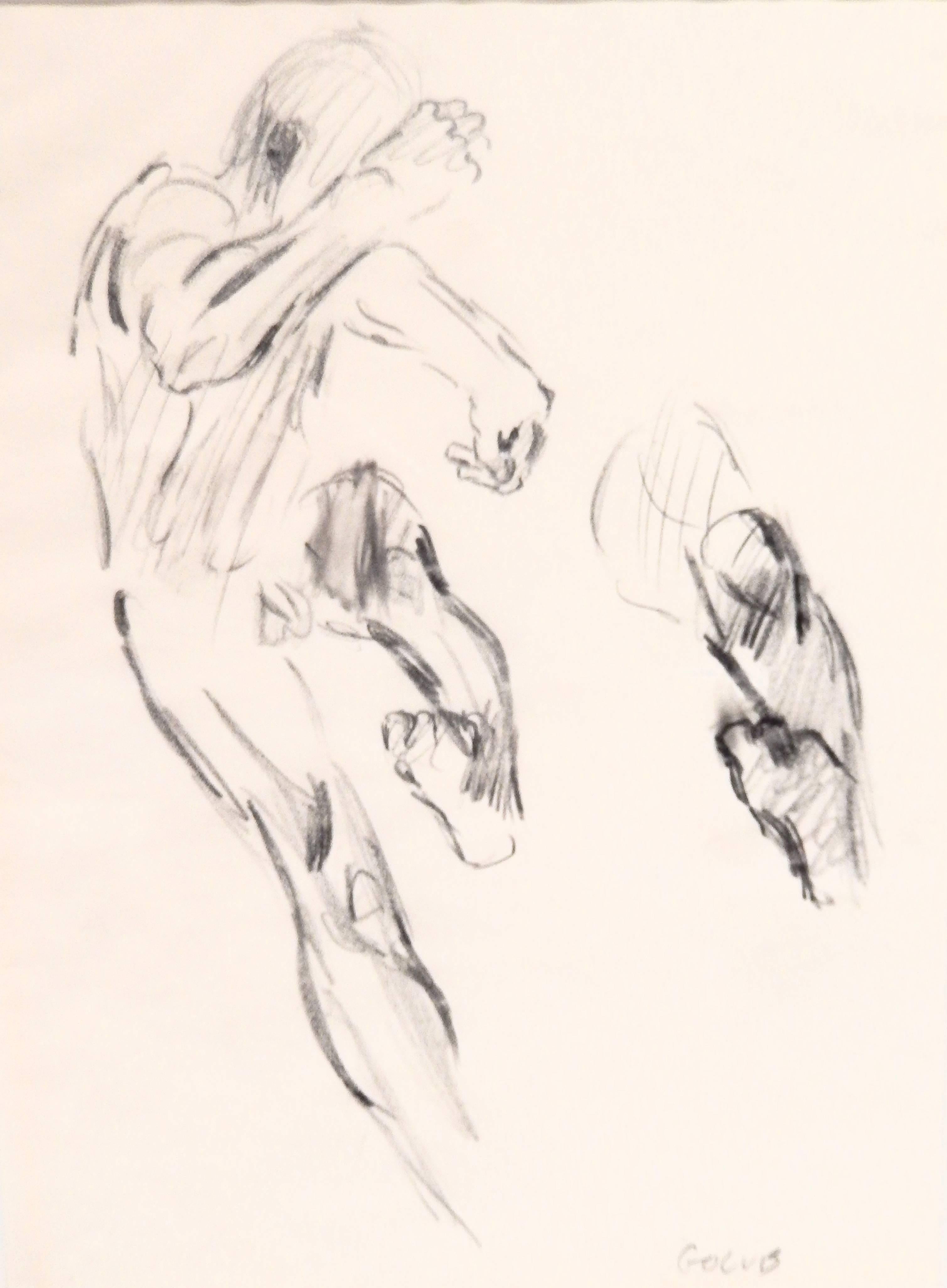 1960s Graphite Drawing by Leon Golub In Good Condition In Winnetka, IL