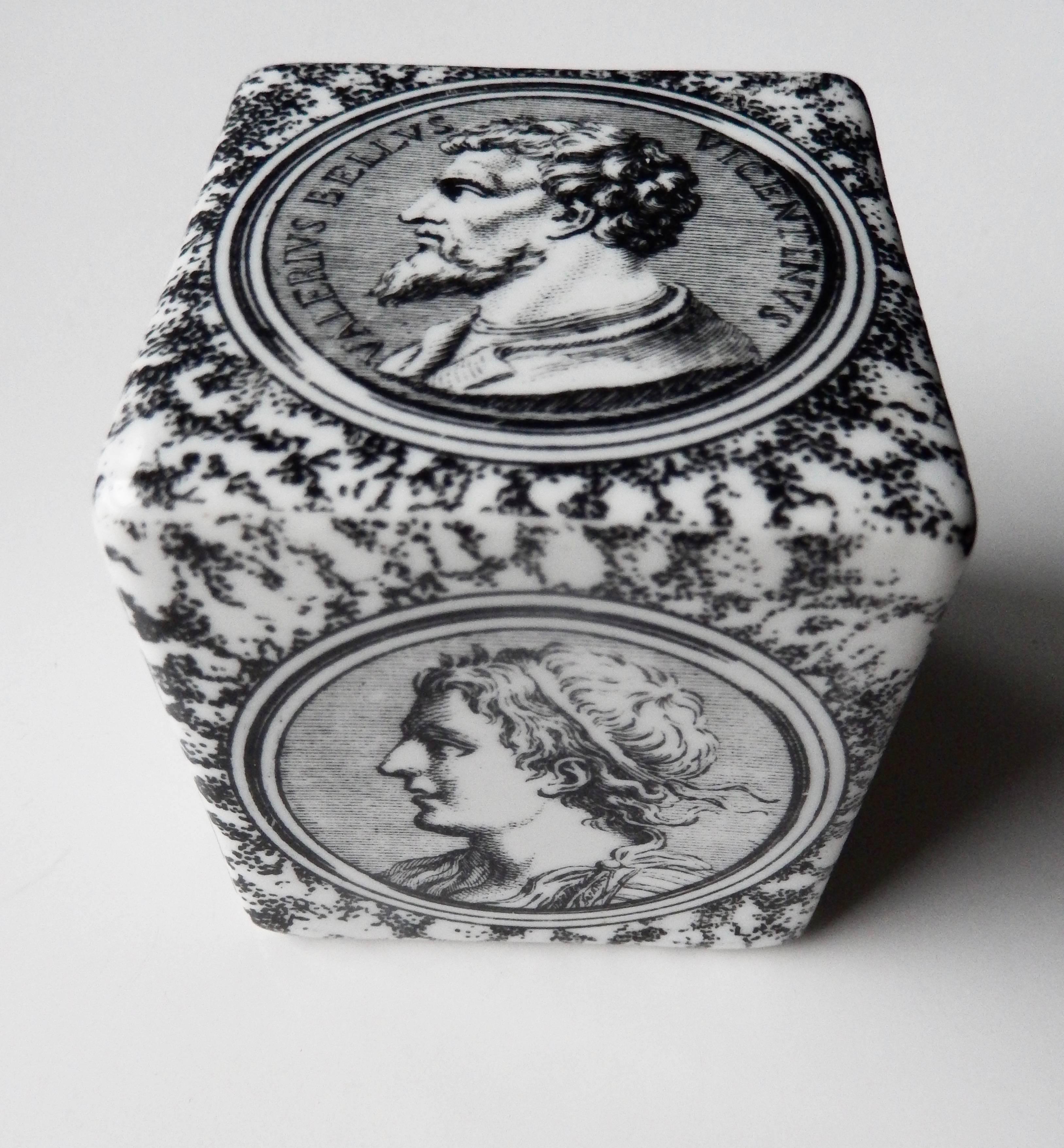 Mid-Century Modern Fornasetti Ceramic Paperweight with Classical Portraits