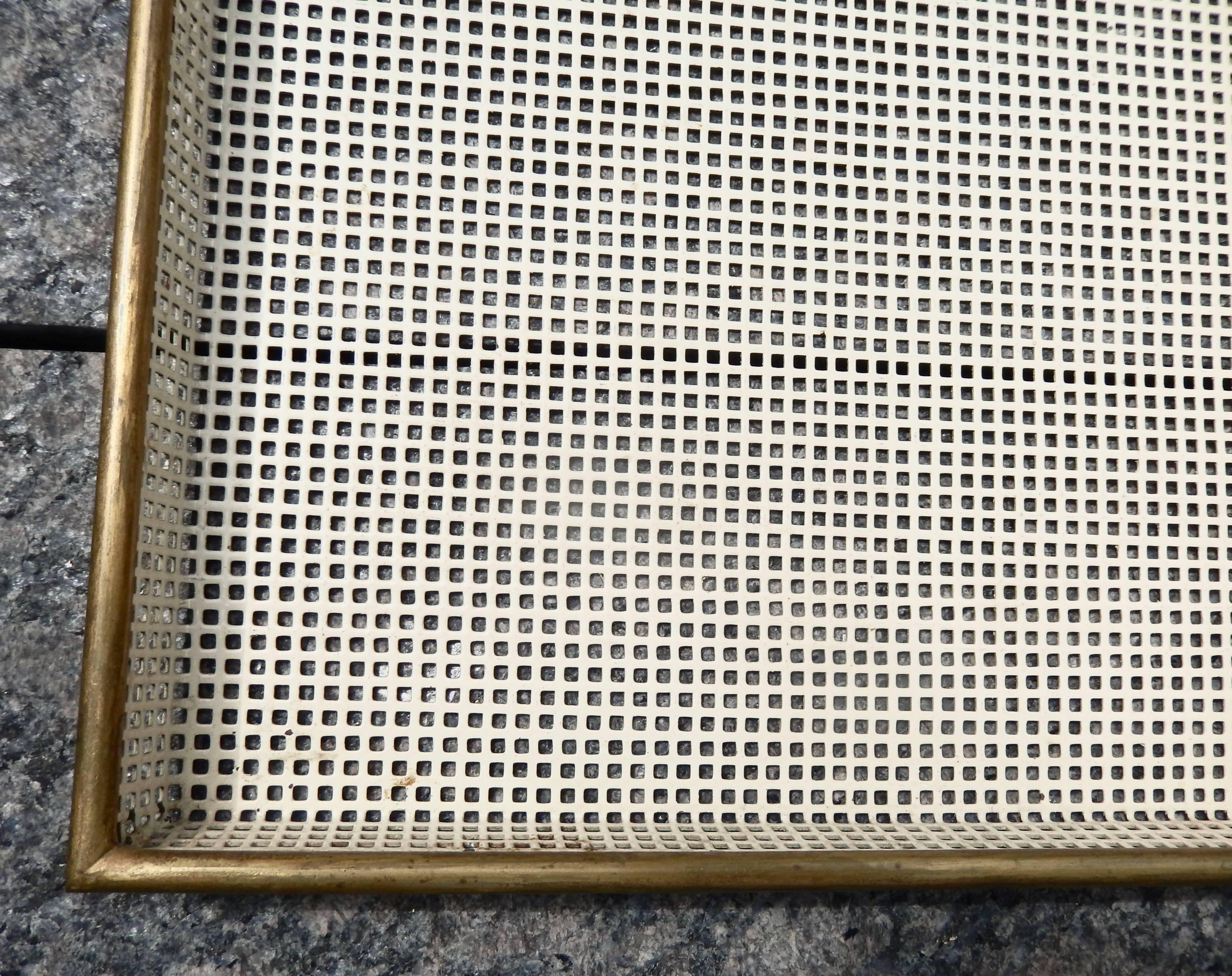 Enameled Rare Mid-Century Perforated Metal Tray by Mathieu Matégot