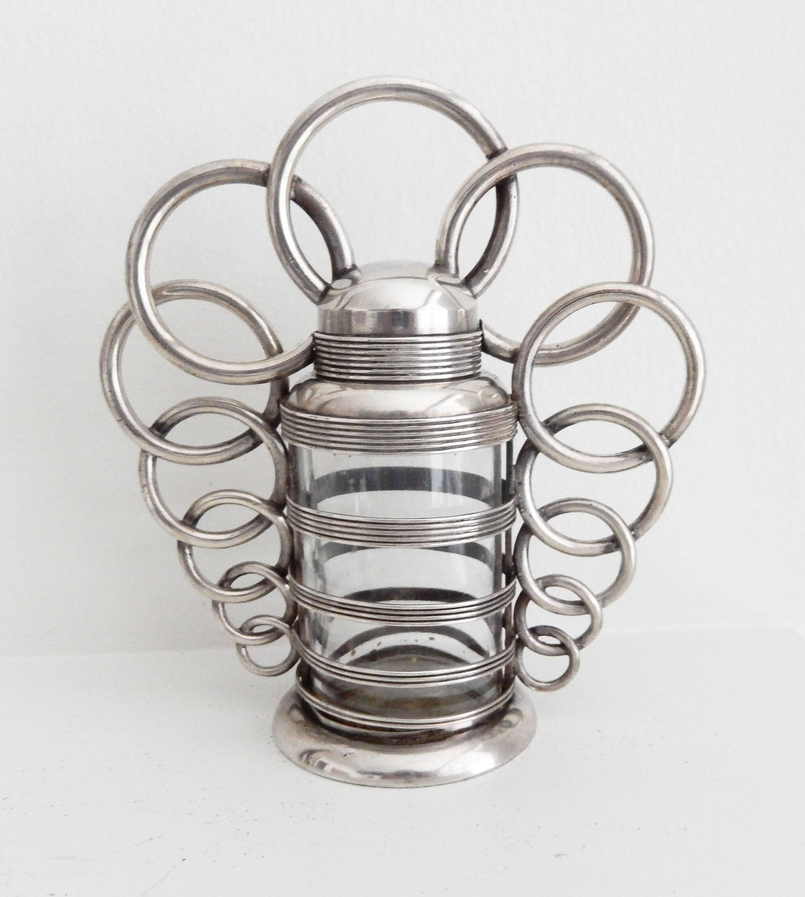 Art Deco Sterling Silver Perfume Bottle by Chaumet, circa 1925 1