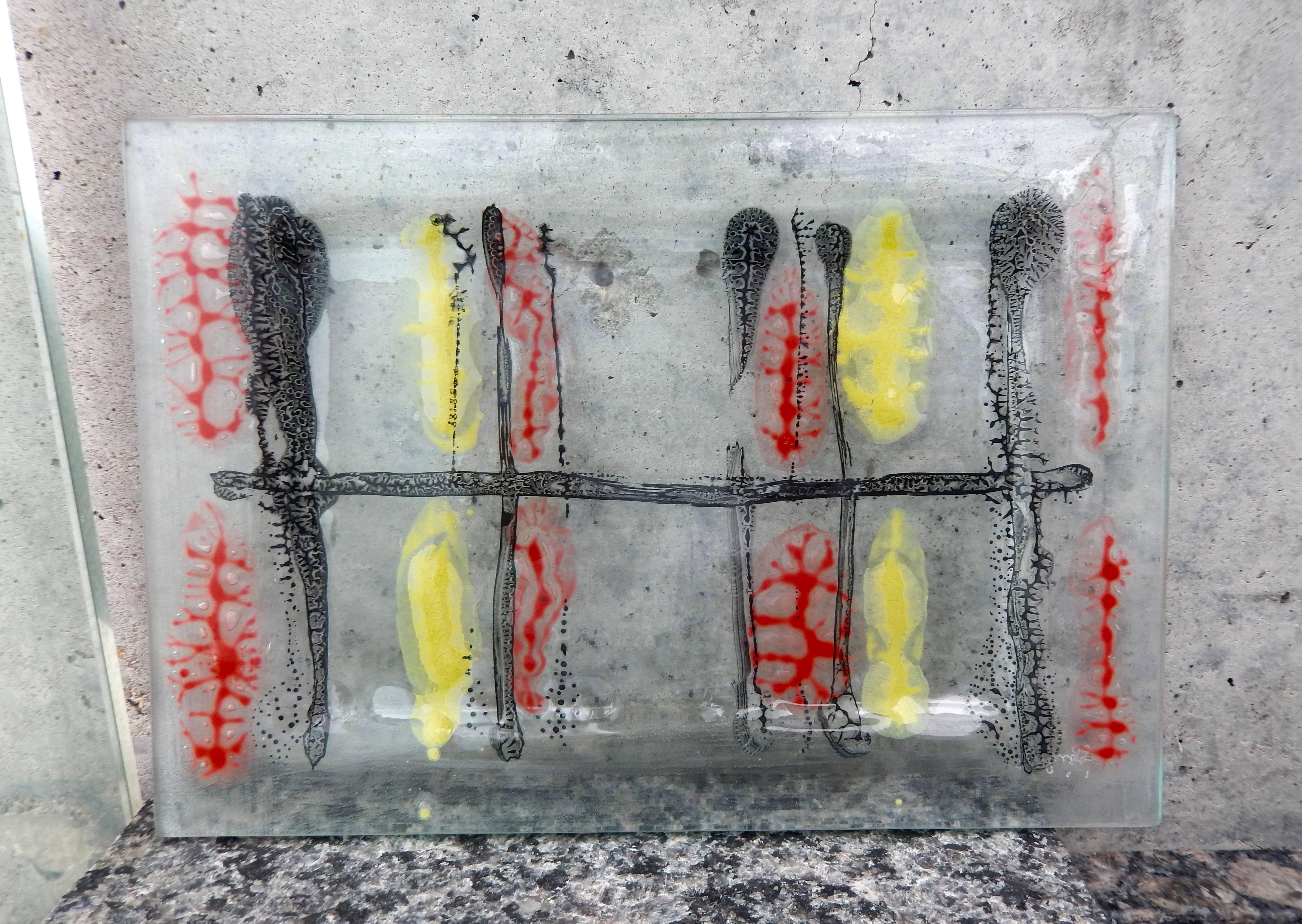 Mid-Century Modern Fused Glass Tray by Higgins For Sale 4