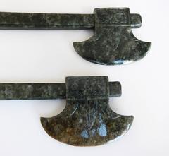 19th Century Carved Spinach Jade Axes, Ch'ing Dynasty