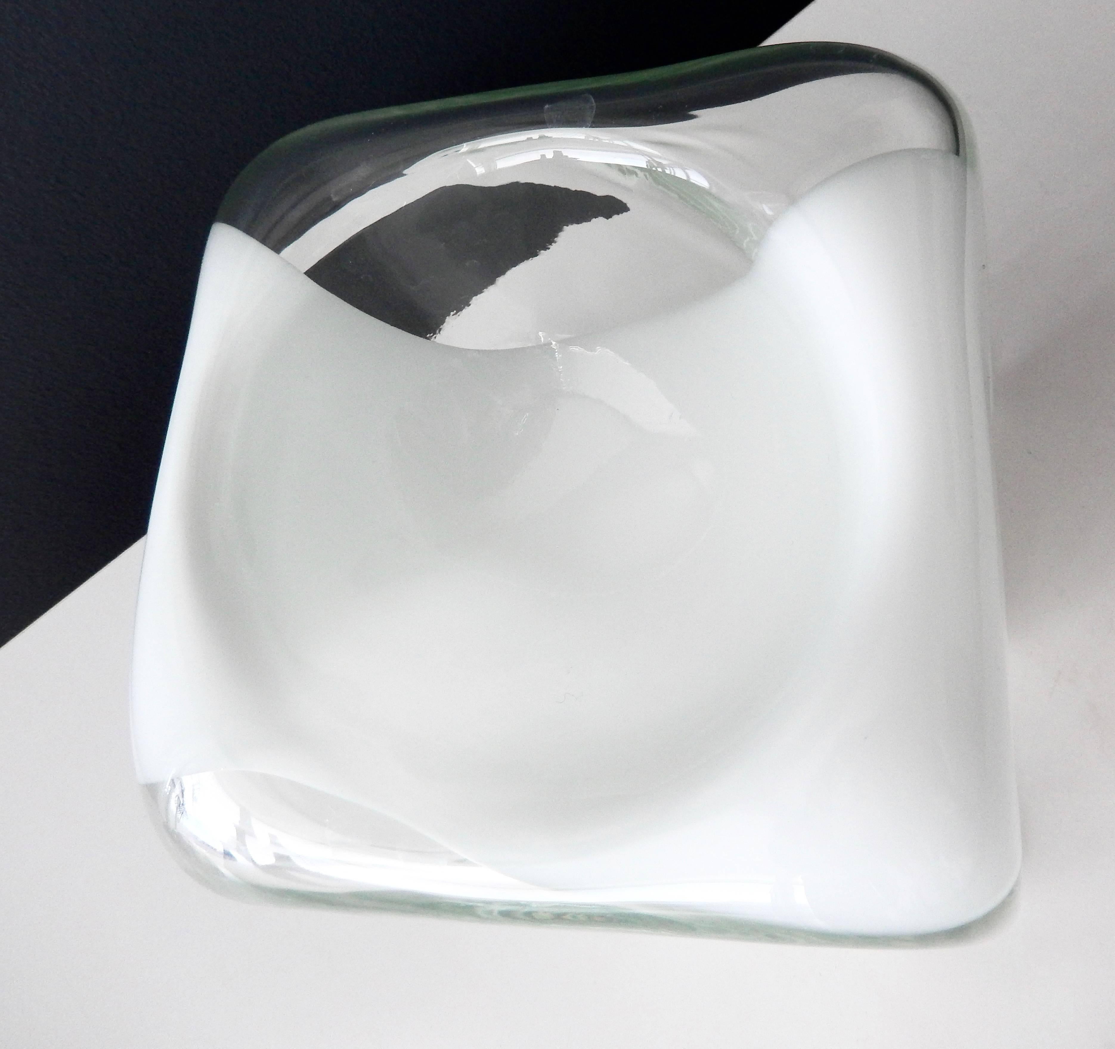 1970s Italian Glass Bowl with White Band by Carlo Nason for Mazzega In Good Condition For Sale In Winnetka, IL