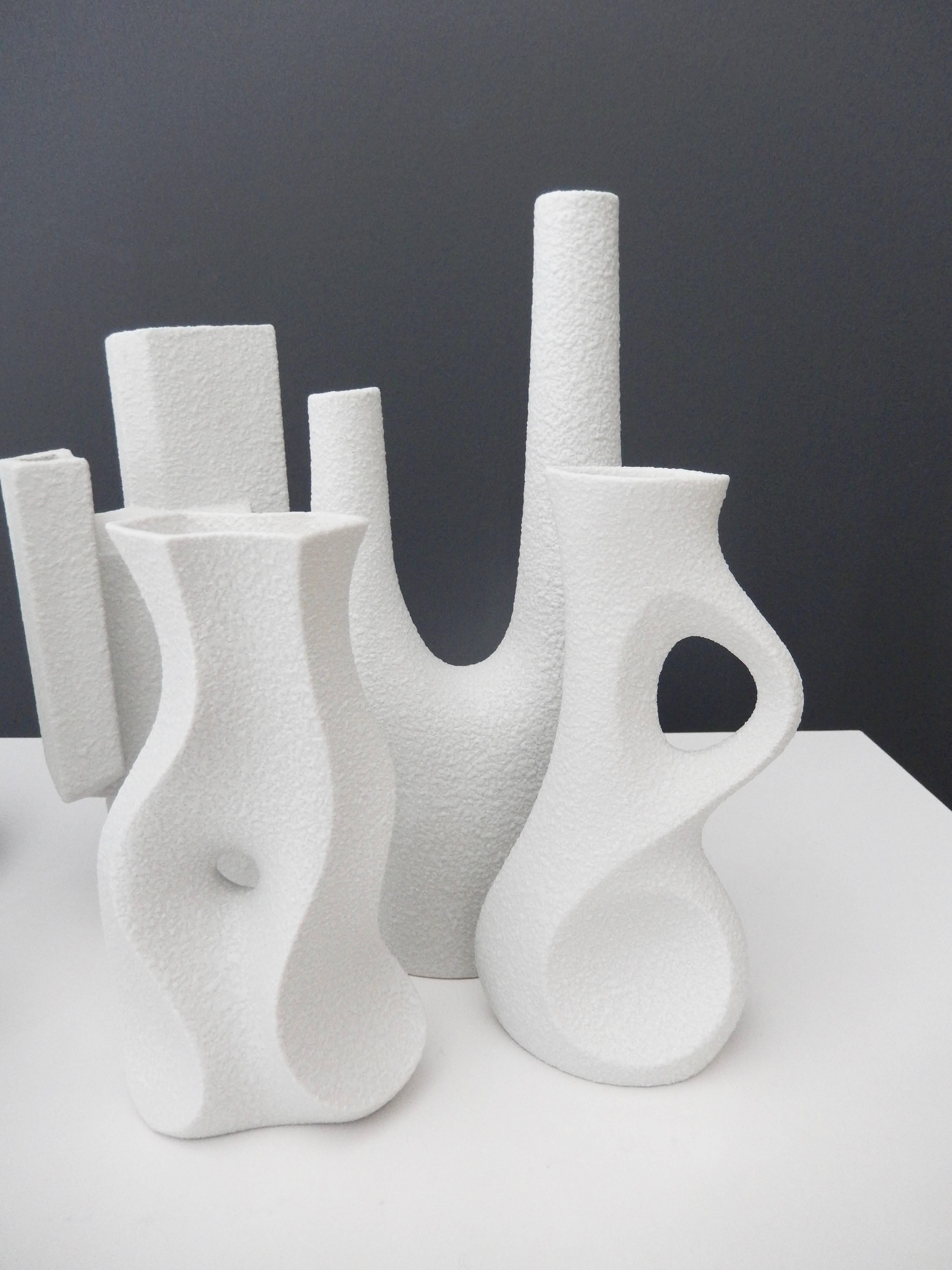 German 1960s Group of Six Sgrafo Modern Korallenform Vases by Peter Muller