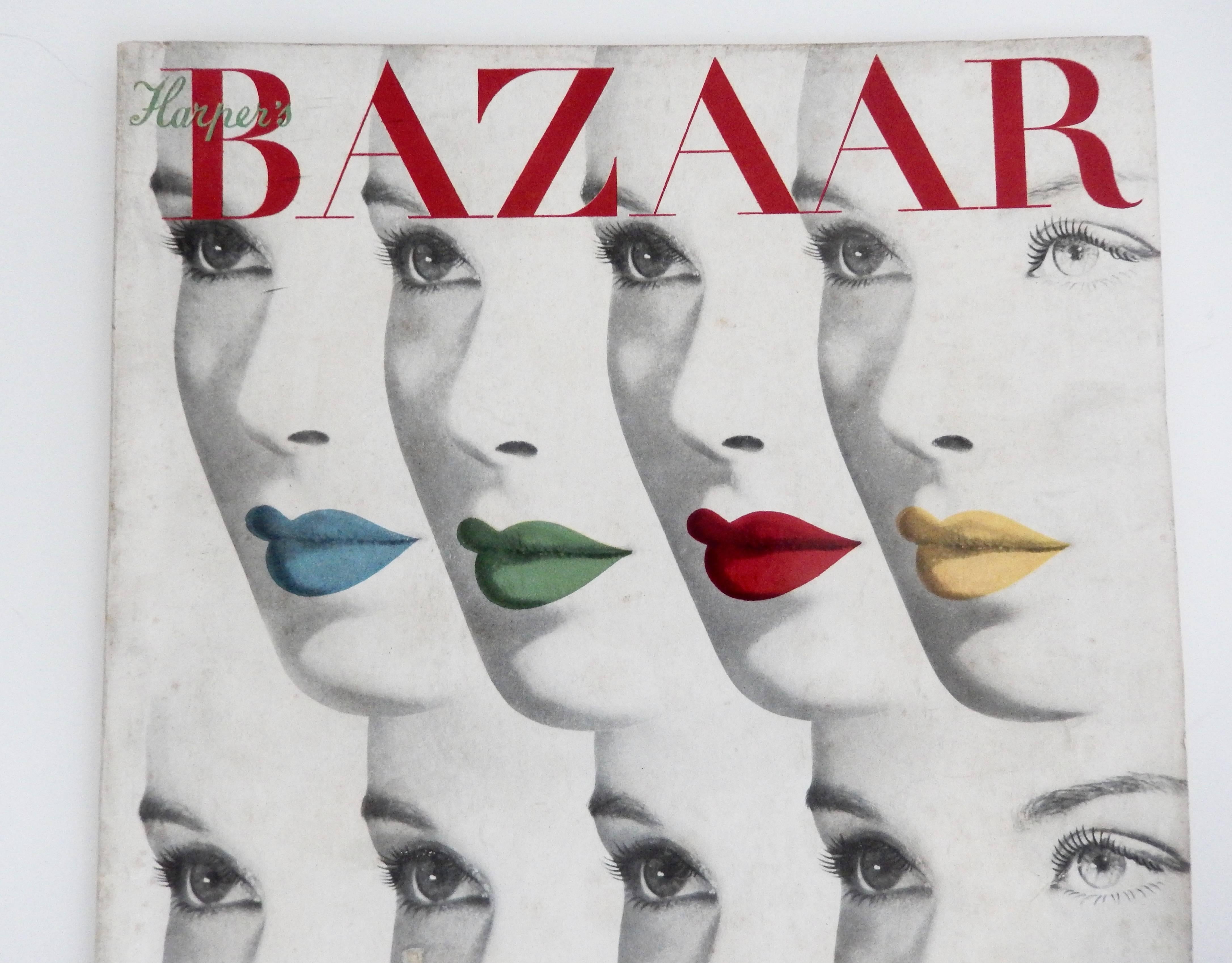 L'emblématique couverture à visages multiples d'Herbert Bayer pour le numéro d'août 1940 de Harper's Bazaar. Il s'agit du magazine complet. Rare. Une addition importante à une collection de design graphique du 20ème siècle. L'illustration fascinante