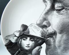Fornasetti Plate with Self-Portrait, "In Vino Veritas"
