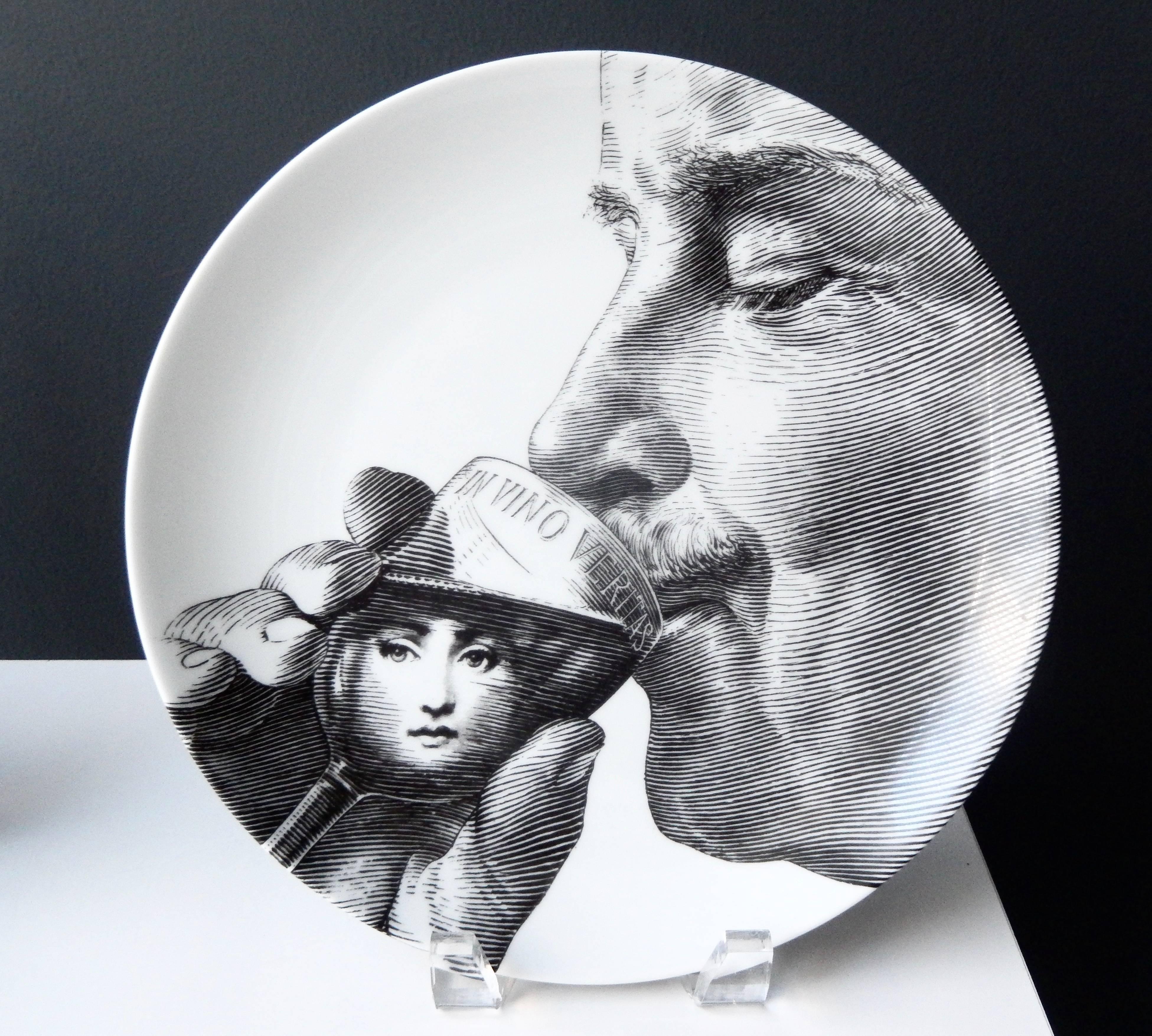 Modern Fornasetti Plate with Self-Portrait, 