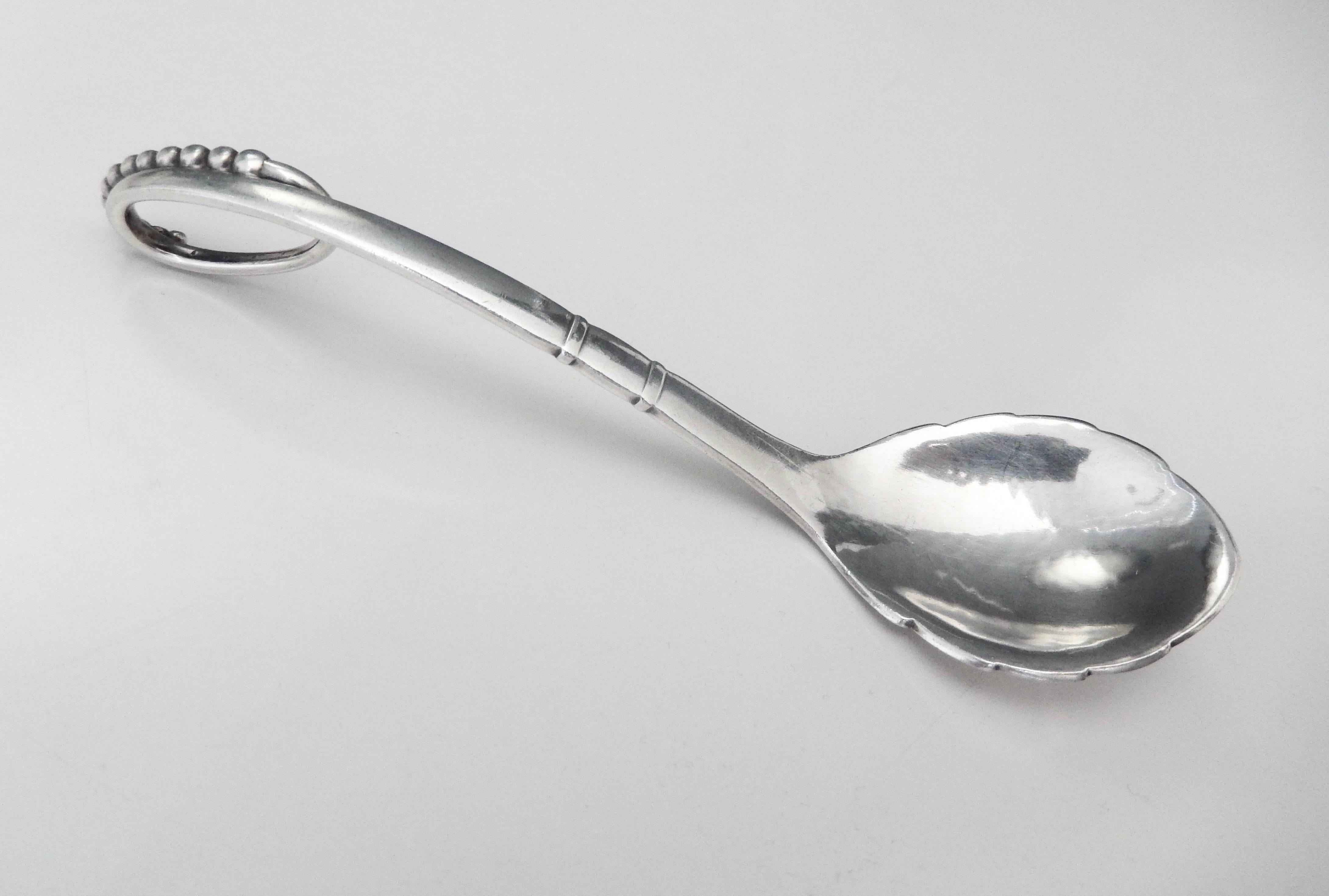 Danish Georg Jensen Art Deco Sterling Silver Sugar Spoon For Sale
