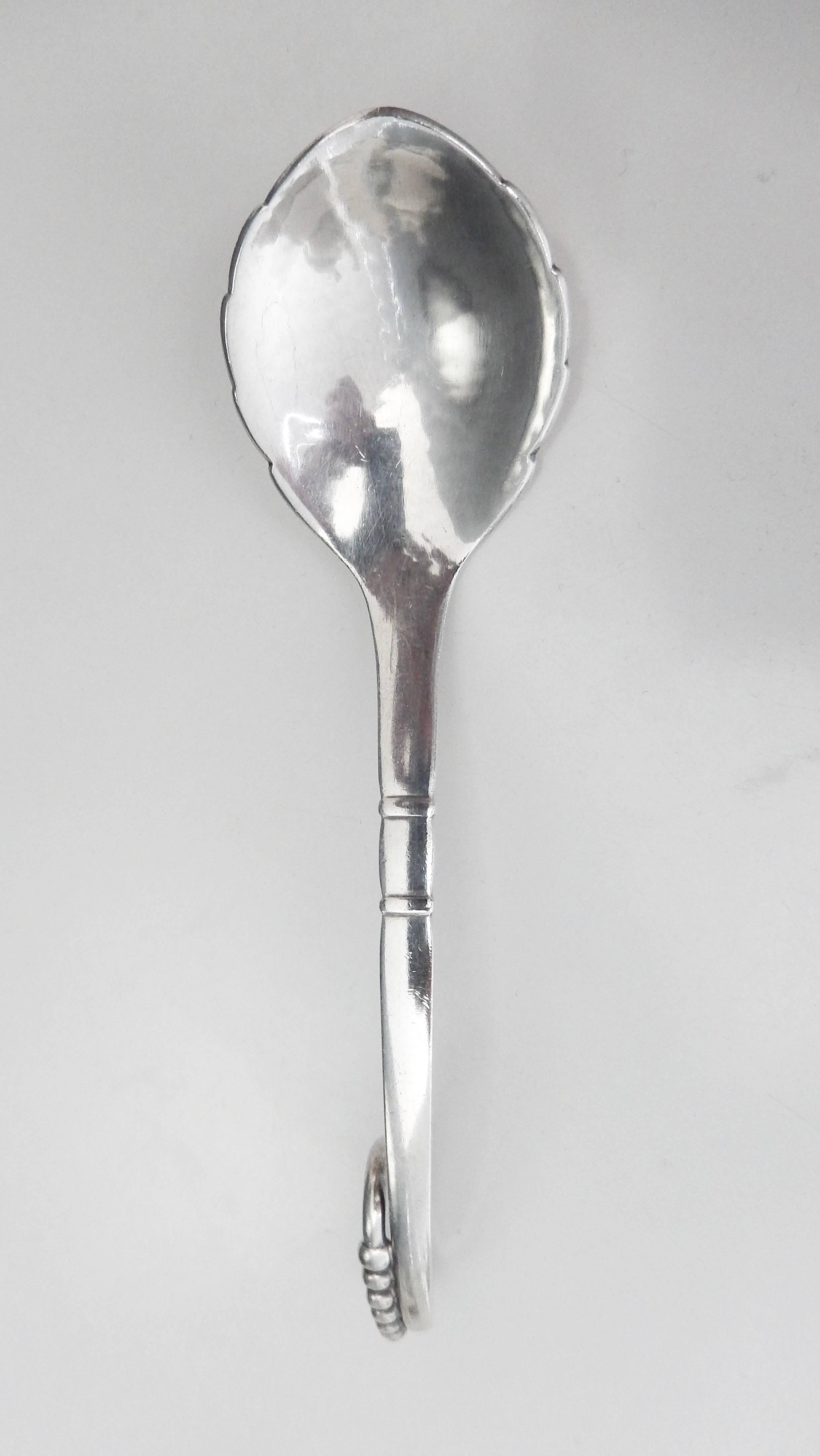 Georg Jensen Art Deco Sterling Silver Sugar Spoon In Good Condition For Sale In Winnetka, IL