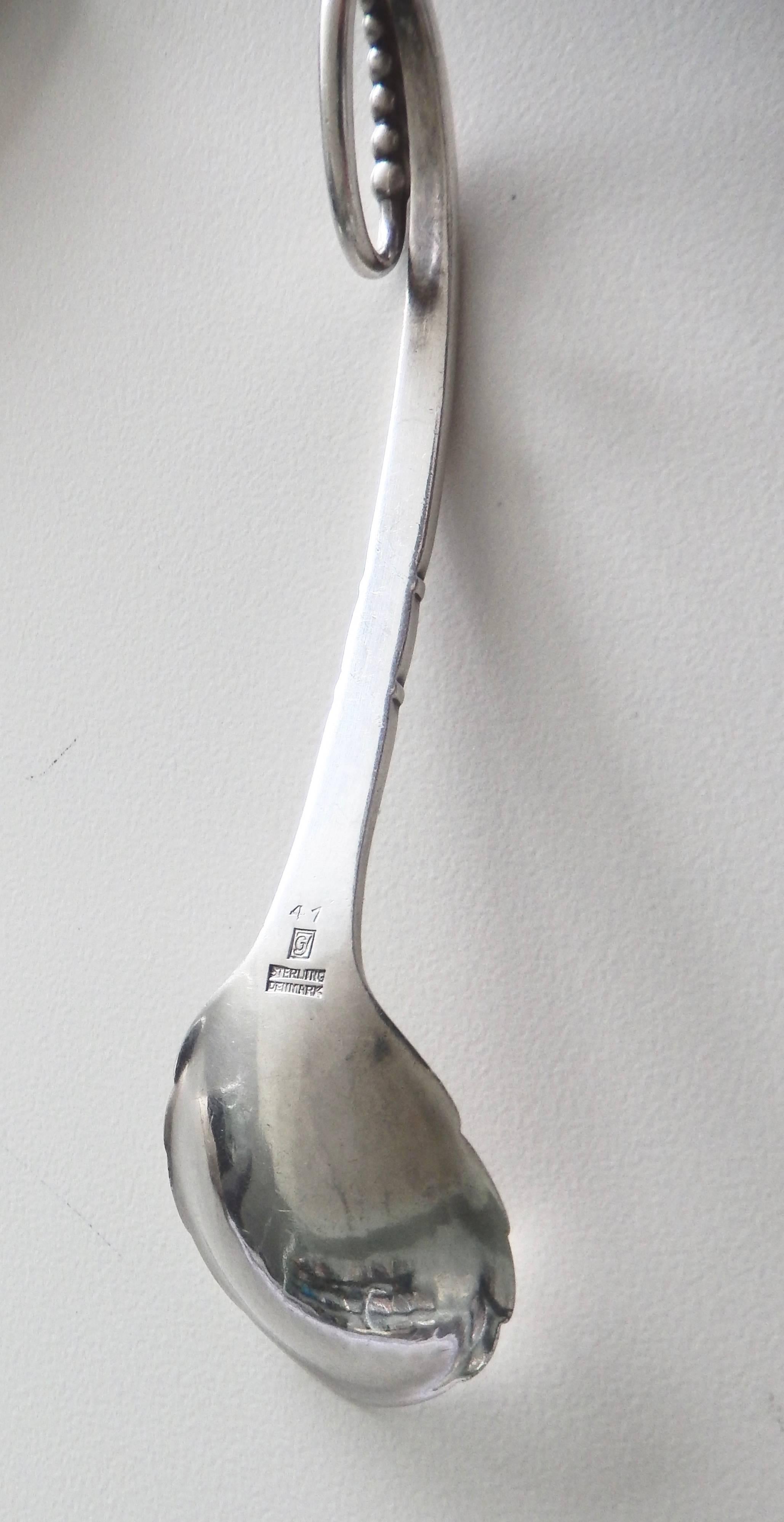 Georg Jensen Art Deco Sterling Silver Sugar Spoon For Sale 1