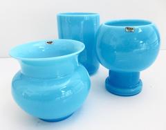 Opaque Blue Glass Vases by Erik Hoglund