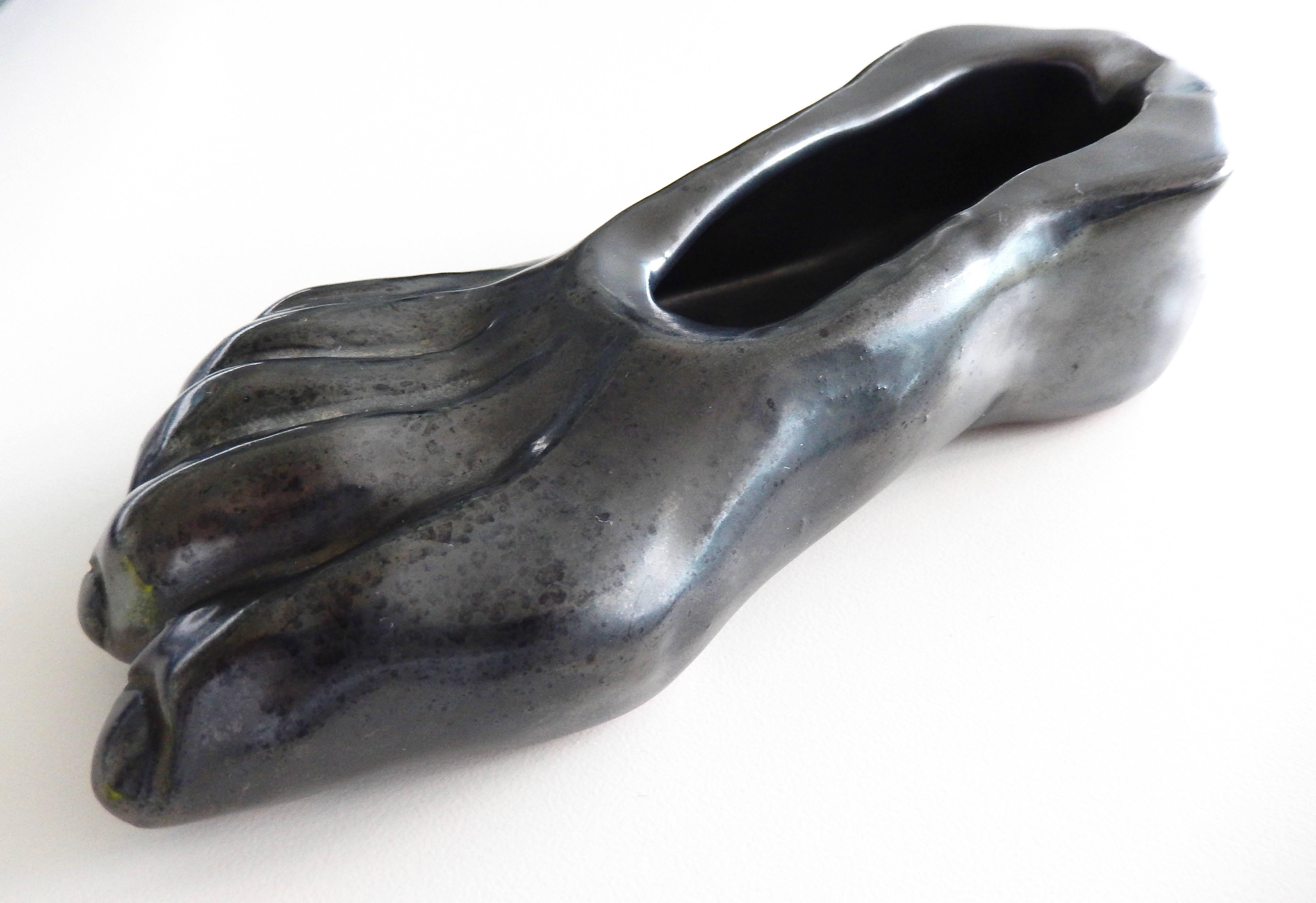 Glazed 1970s Jean Marais Surrealistic Ceramic Foot Cendrier