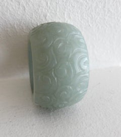 19th Century Chinese Carved Jade Archer's 'Thumb' Ring
