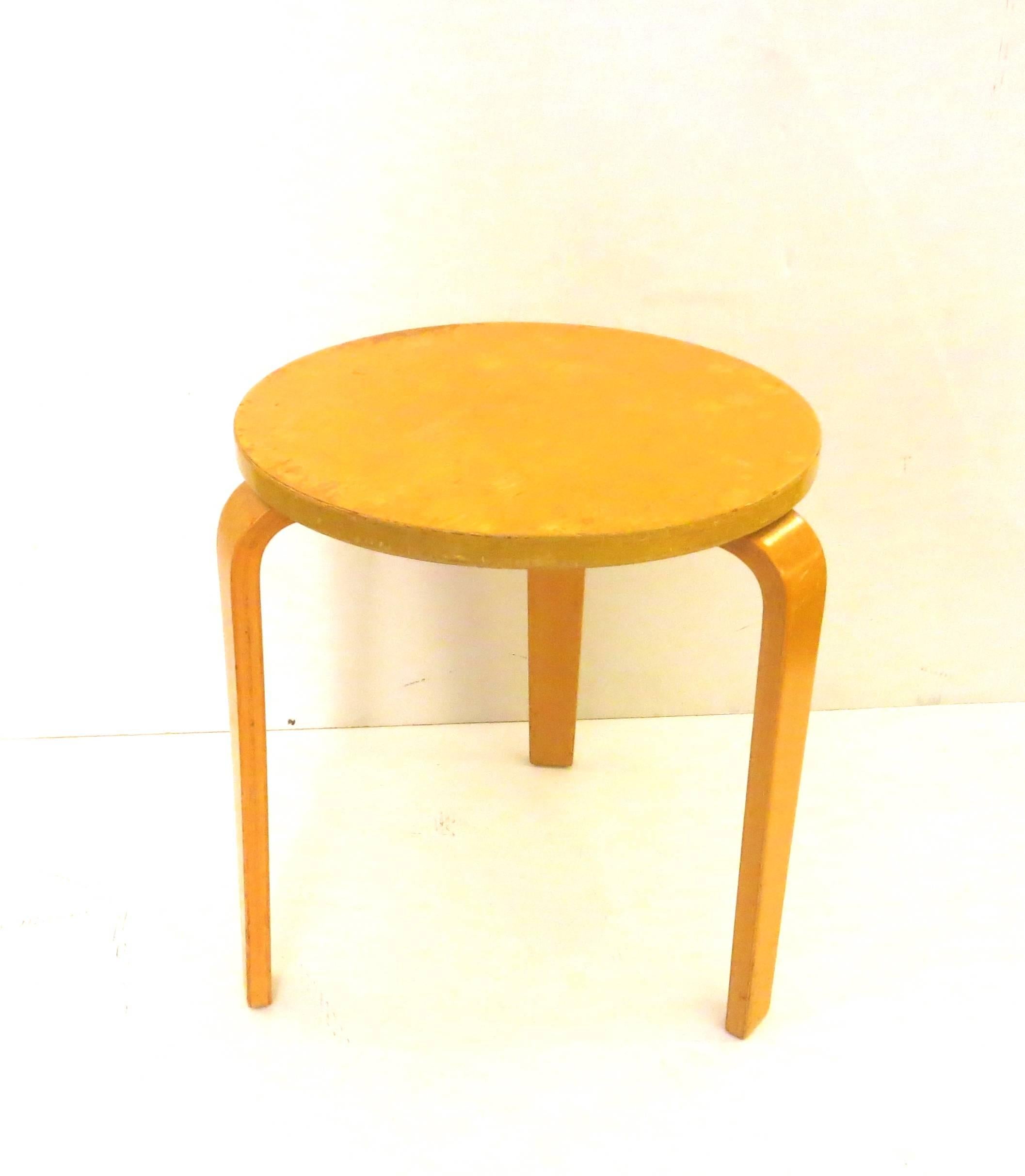 Laminated bentwood legs. Designed by Alvar Aalto in 1933, this design was original created for the Paimio Sanatorium but was later added to Aalto’s permanent furniture collection. Made in Finland by Artek. this one shows no stamp or label, the
