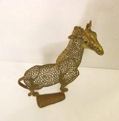 1970s Rare Tall Brass Giraffe Sculpture by Mexican Artist Luciano Bustamante